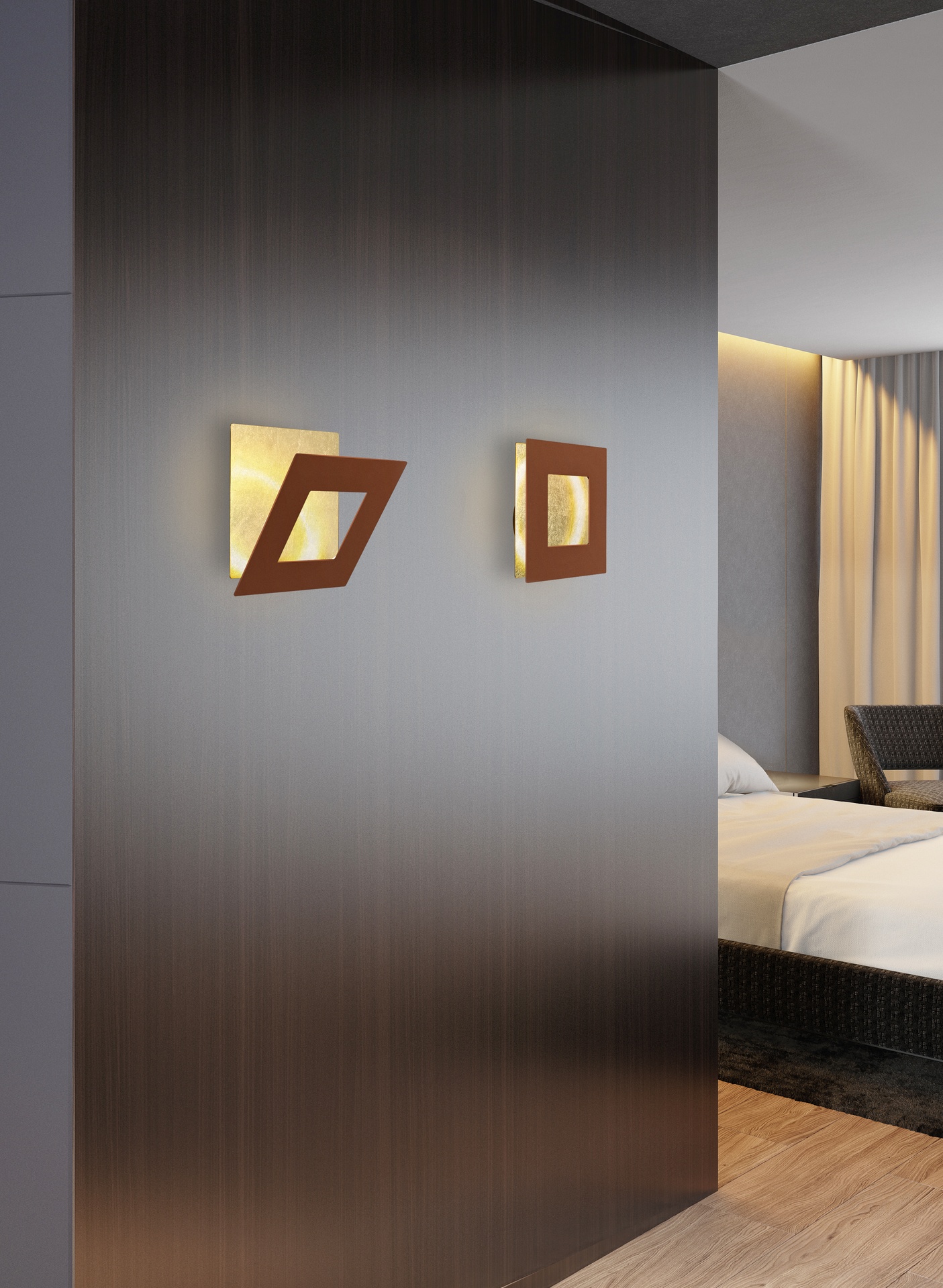 DALIA * APPLIQUE QUADRATO 24W - ORO + CORTEN
