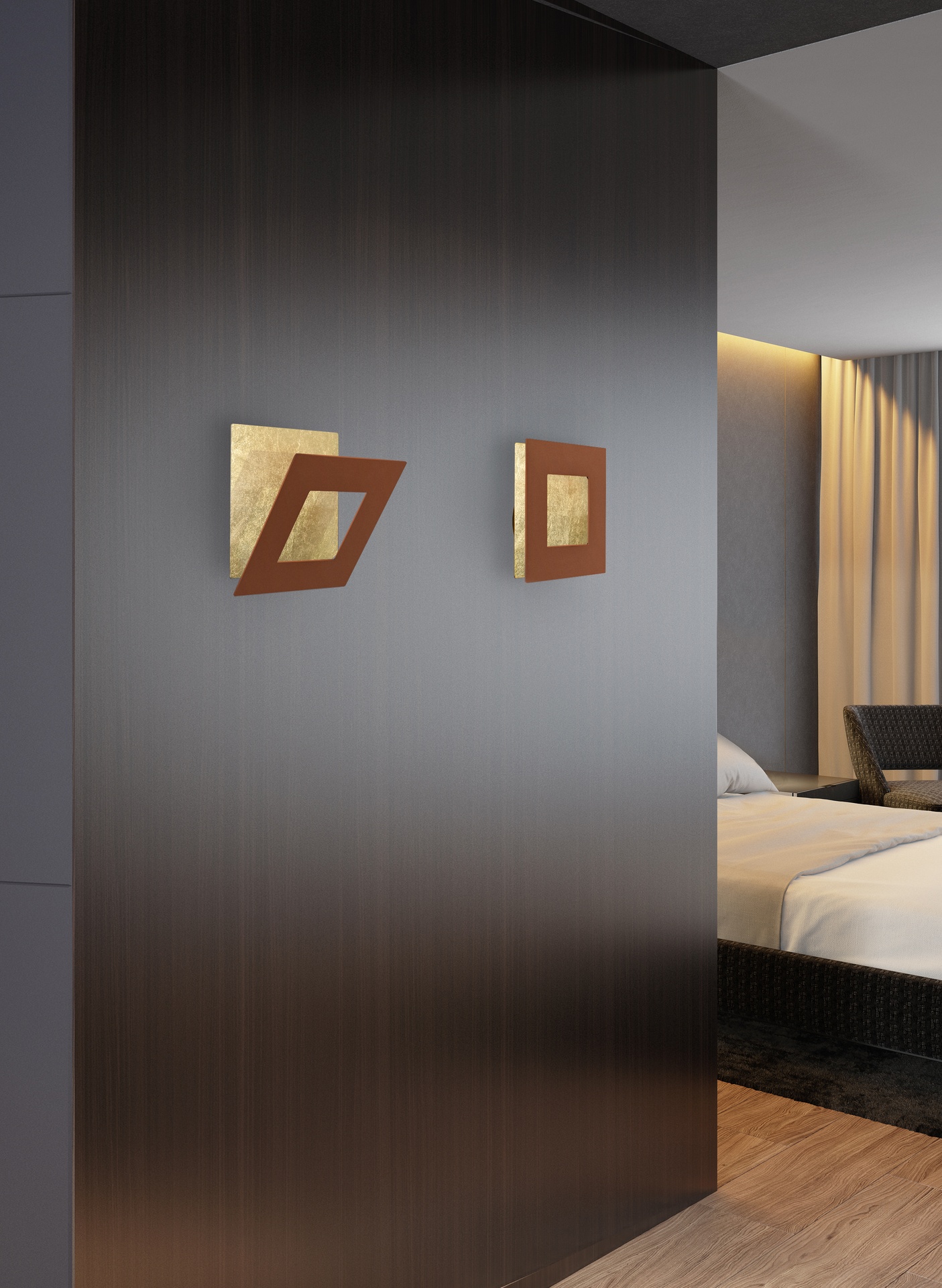 DALIA * APPLIQUE QUADRATO 24W - ORO + CORTEN