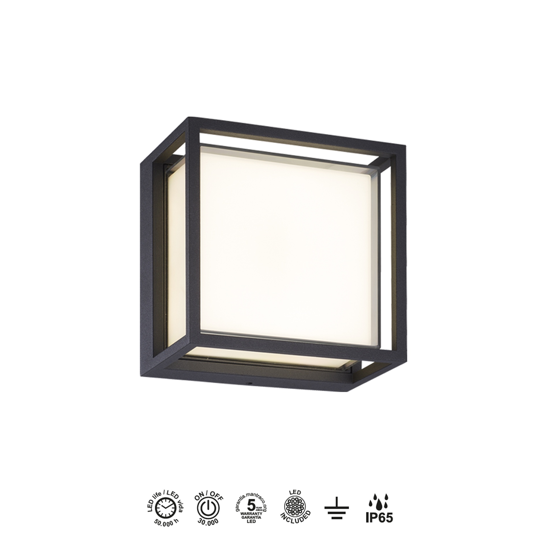 CHAMONIX * CEILING/EXTERIOR WALL LAMP DARK GREY LED IP65 - 9W  - CCT 2700K-3200K-4000K