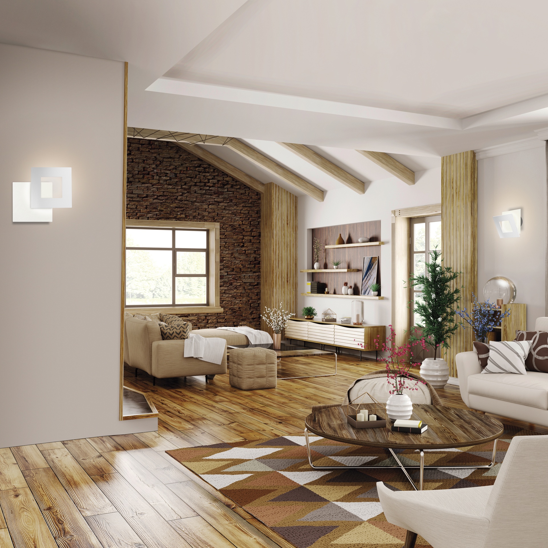 DALIA * APPLIQUE QUADRATO 40W - BIANCO + BIANCO