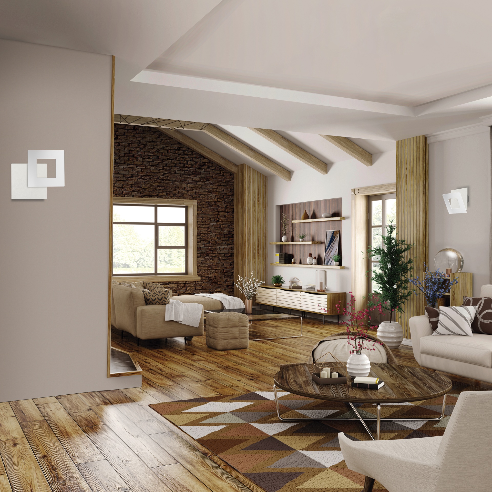DALIA * APPLIQUE QUADRATO 40W - BIANCO + BIANCO