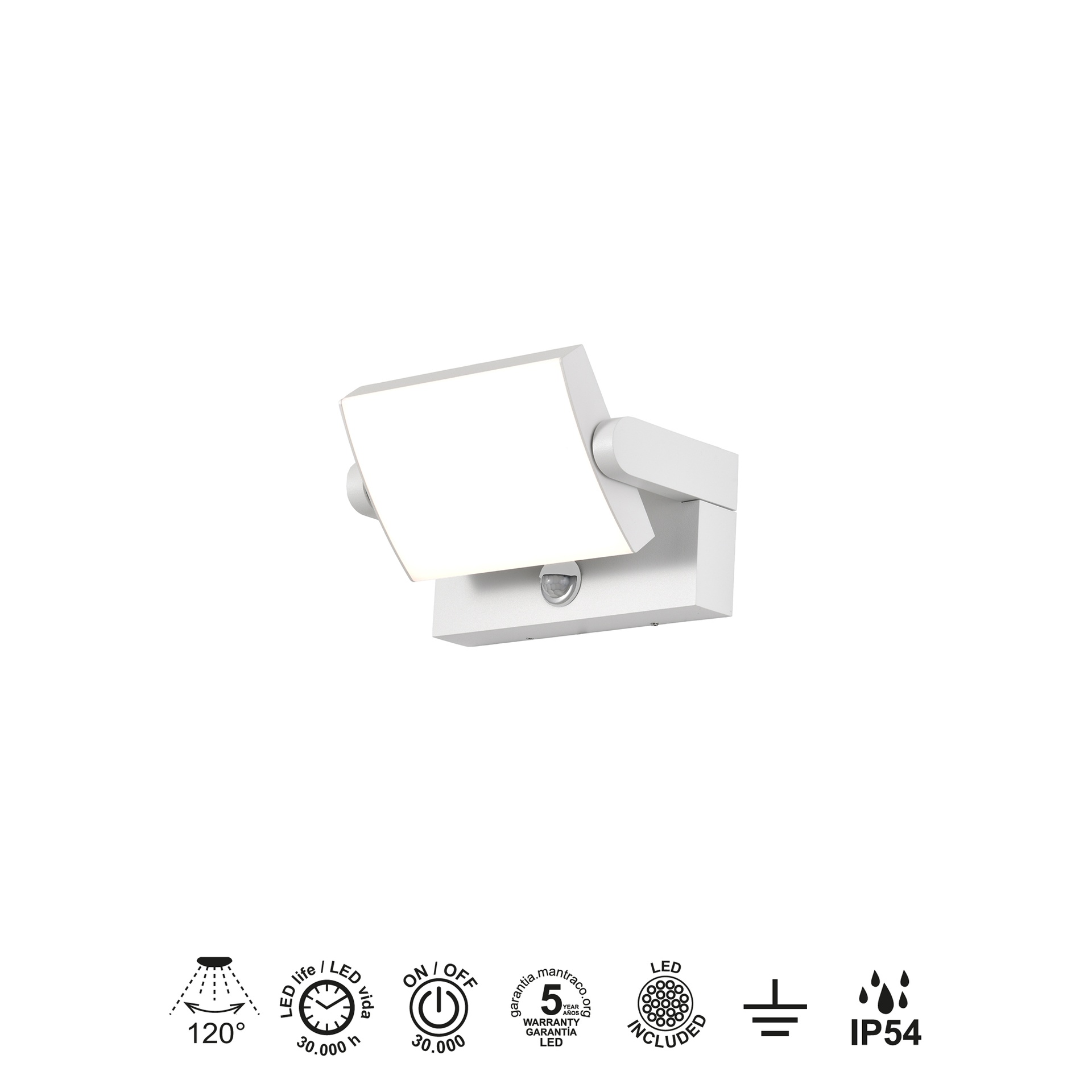 COOPER * LED WALL LAMP C/SENSOR 20W 3000K WHITE