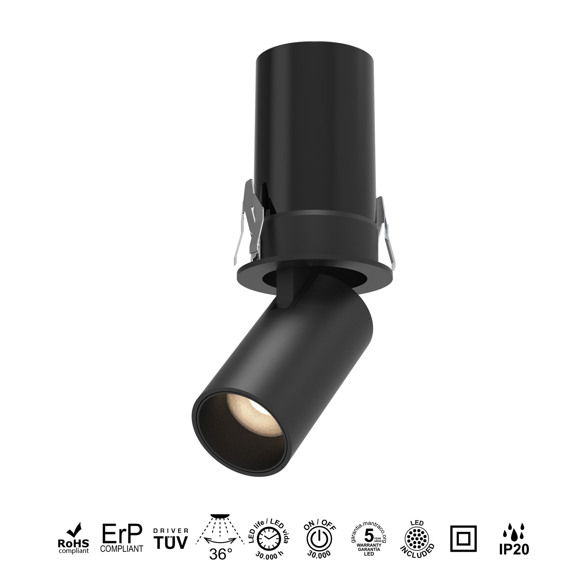 GARDA Mini * FARETTO DA INCASSO 7W 2700K NERO