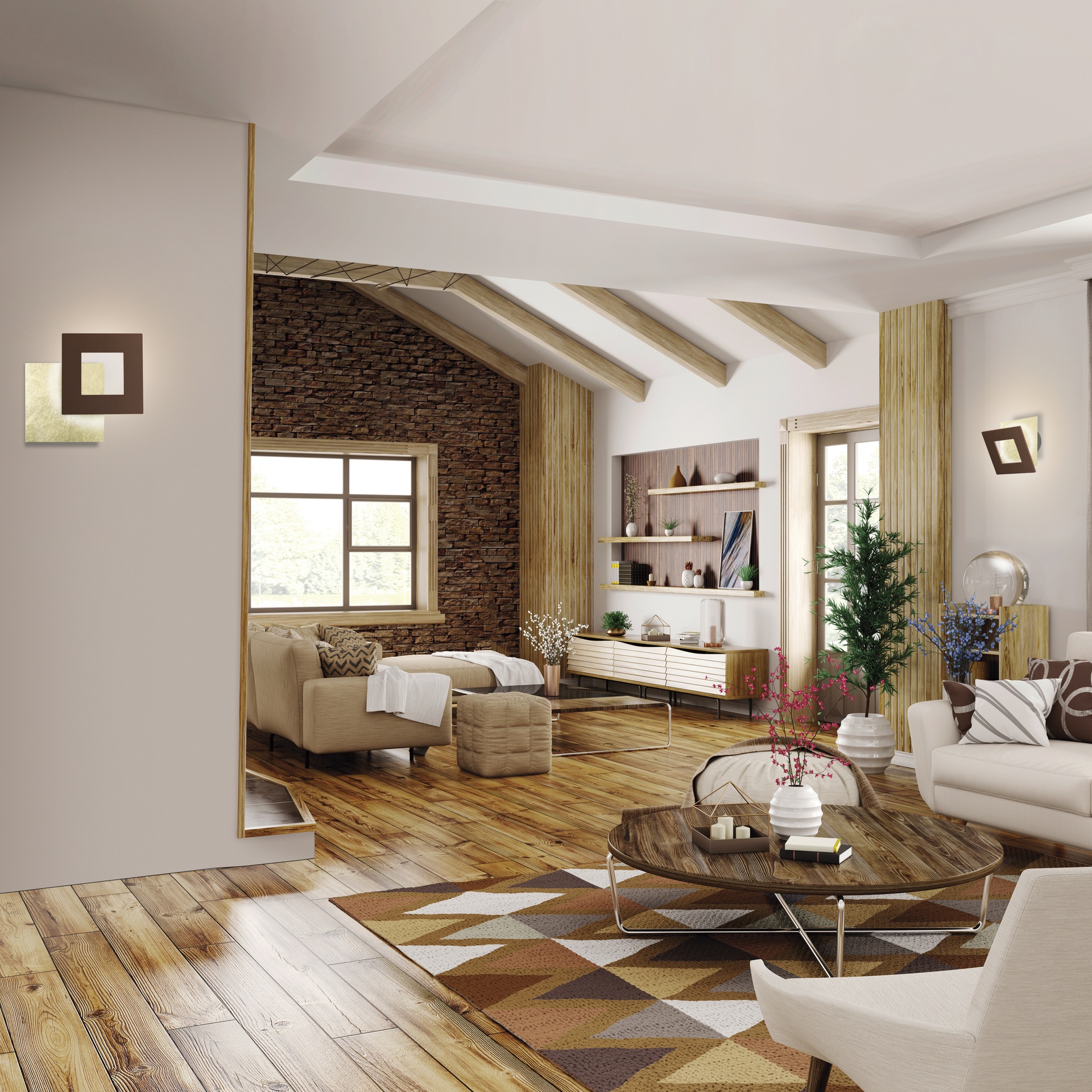 DALIA * APPLIQUE QUADRATO 40W - ORO + CORTEN