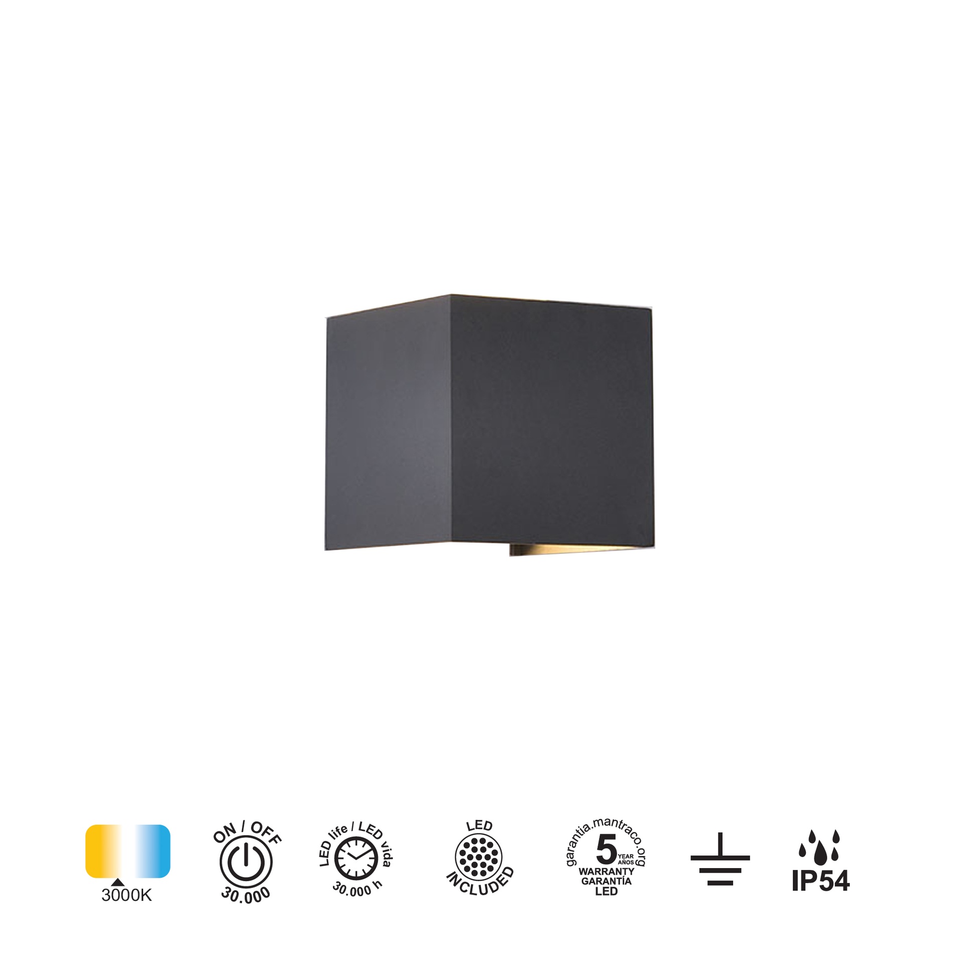 DAVOS * LED EXTERIOR WALL LAMP * 2*6W 3000K DARK GREY