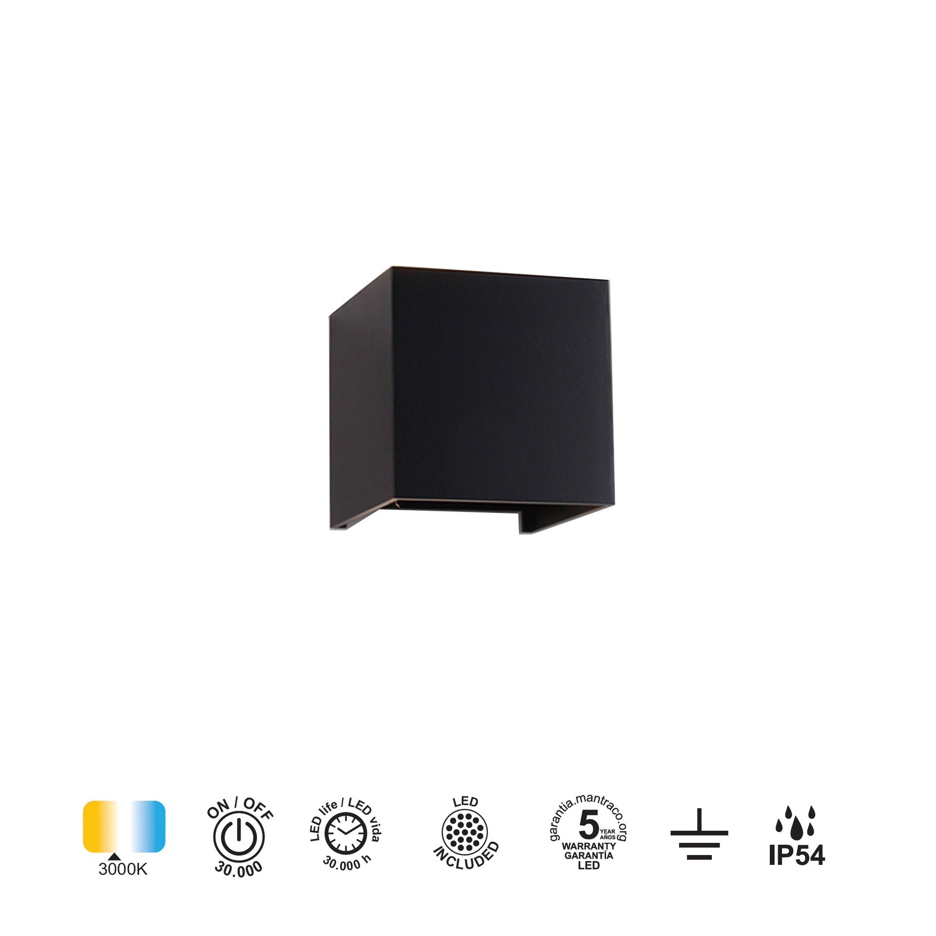 DAVOS * APPLIQUE ESTERNO LED* 2*6W 3000K NERO SABBIATO