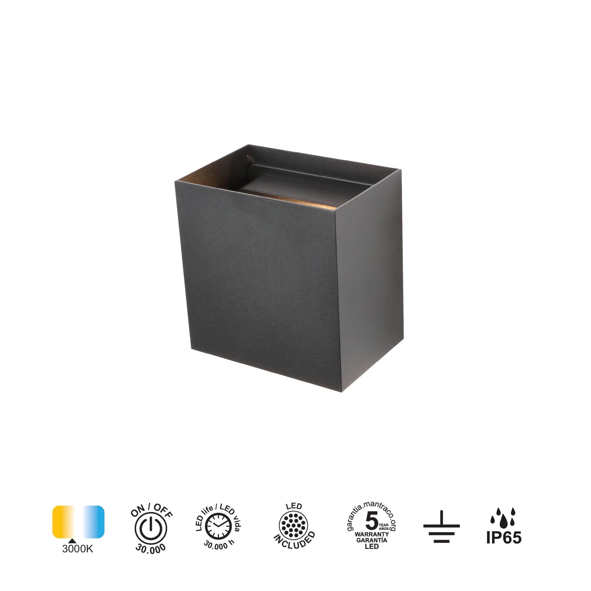 DAVOS XL* LED EXTERIOR WALL LAMP * 2*10W 3000K SANDY BLACK