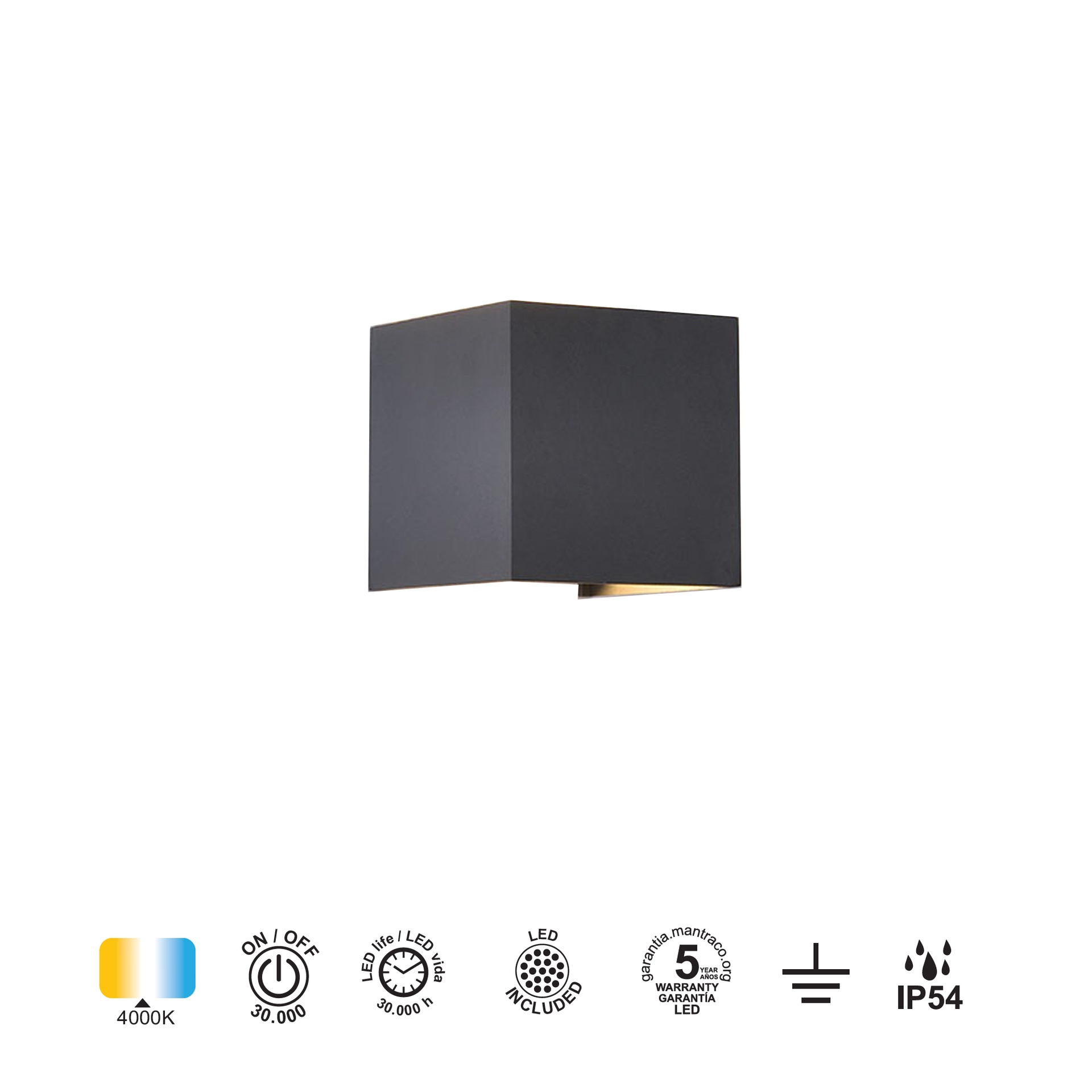 DAVOS * APPLIQUE ESTERNO LED* 2*6W 4000K GRIGIO SCURO