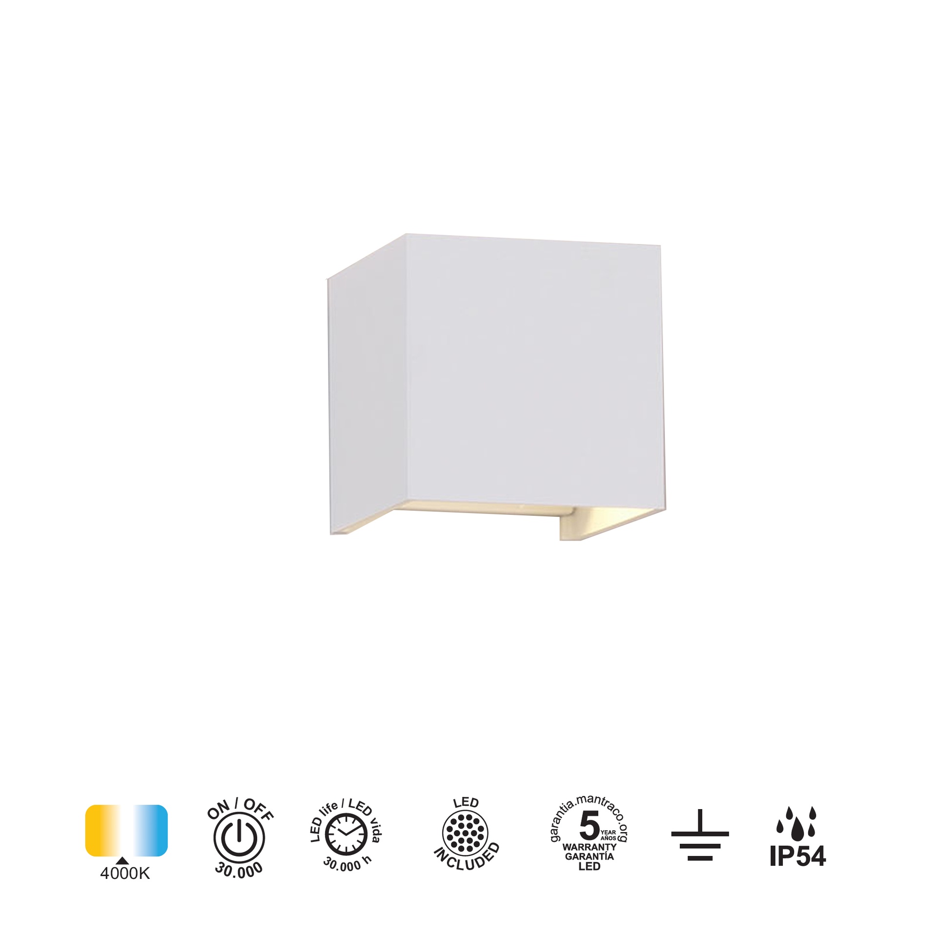 DAVOS * APLIQUE EXTERIOR LED* 2*6W 4000K  BLANCO