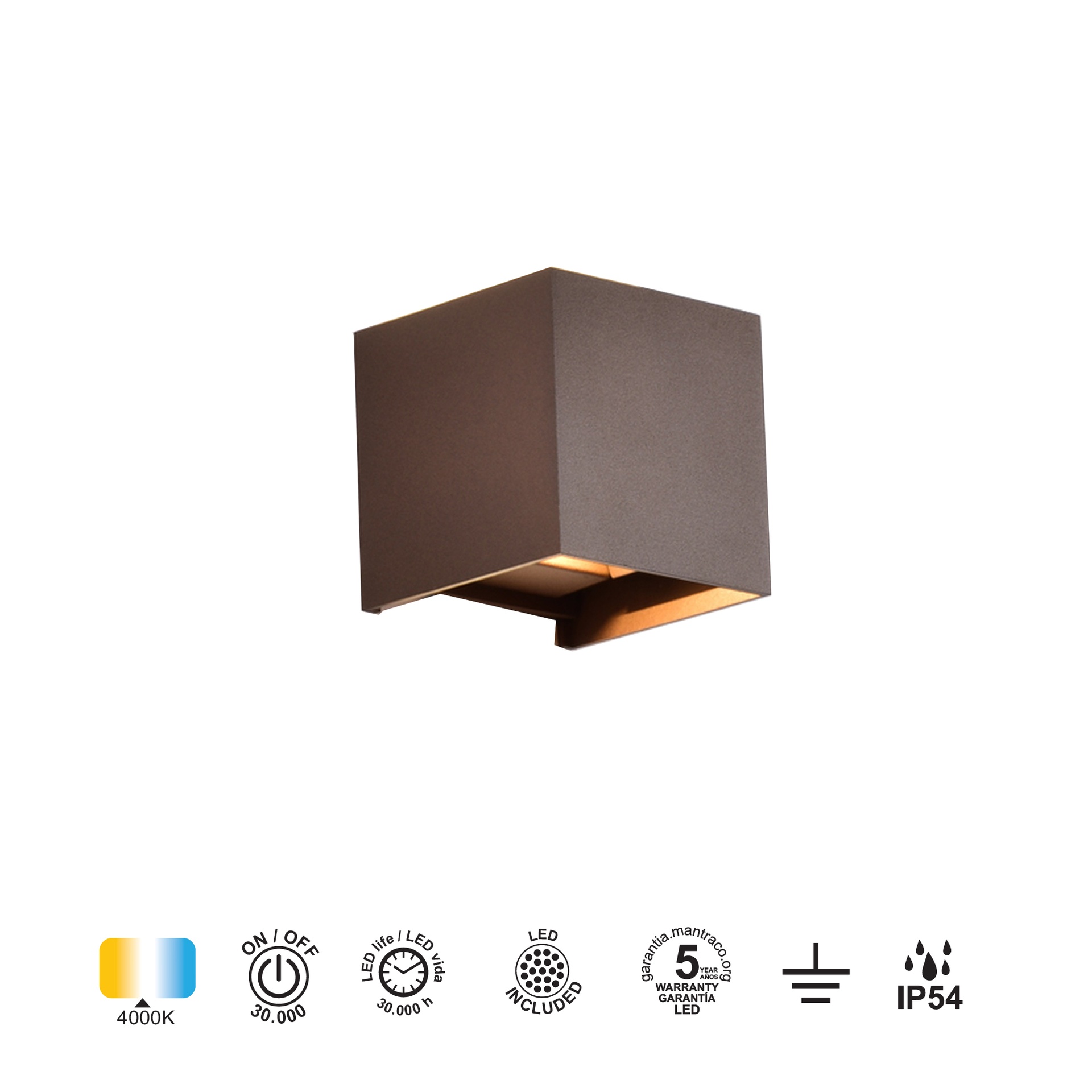 DAVOS * LED EXTERIOR WALL LAMP * 2*6W 4000K CORTEN