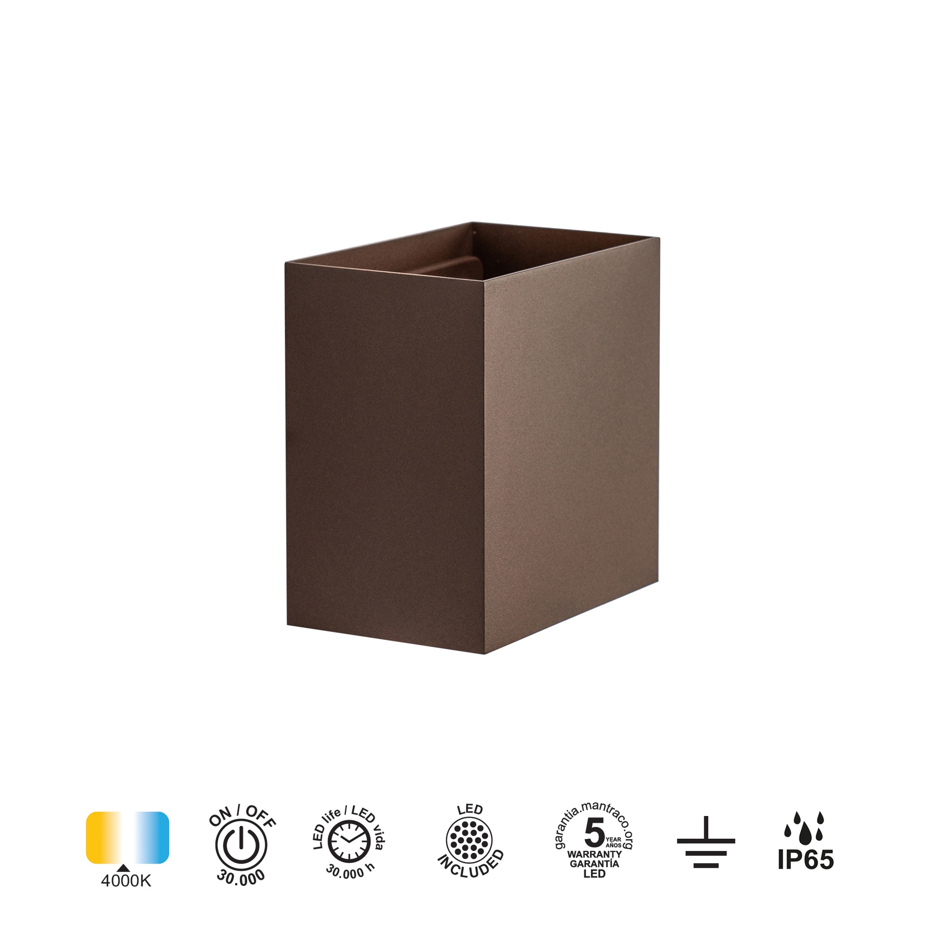 DAVOS XL * APPLIQUE ESTERNO LED* 2*10W 4000K CORTEN