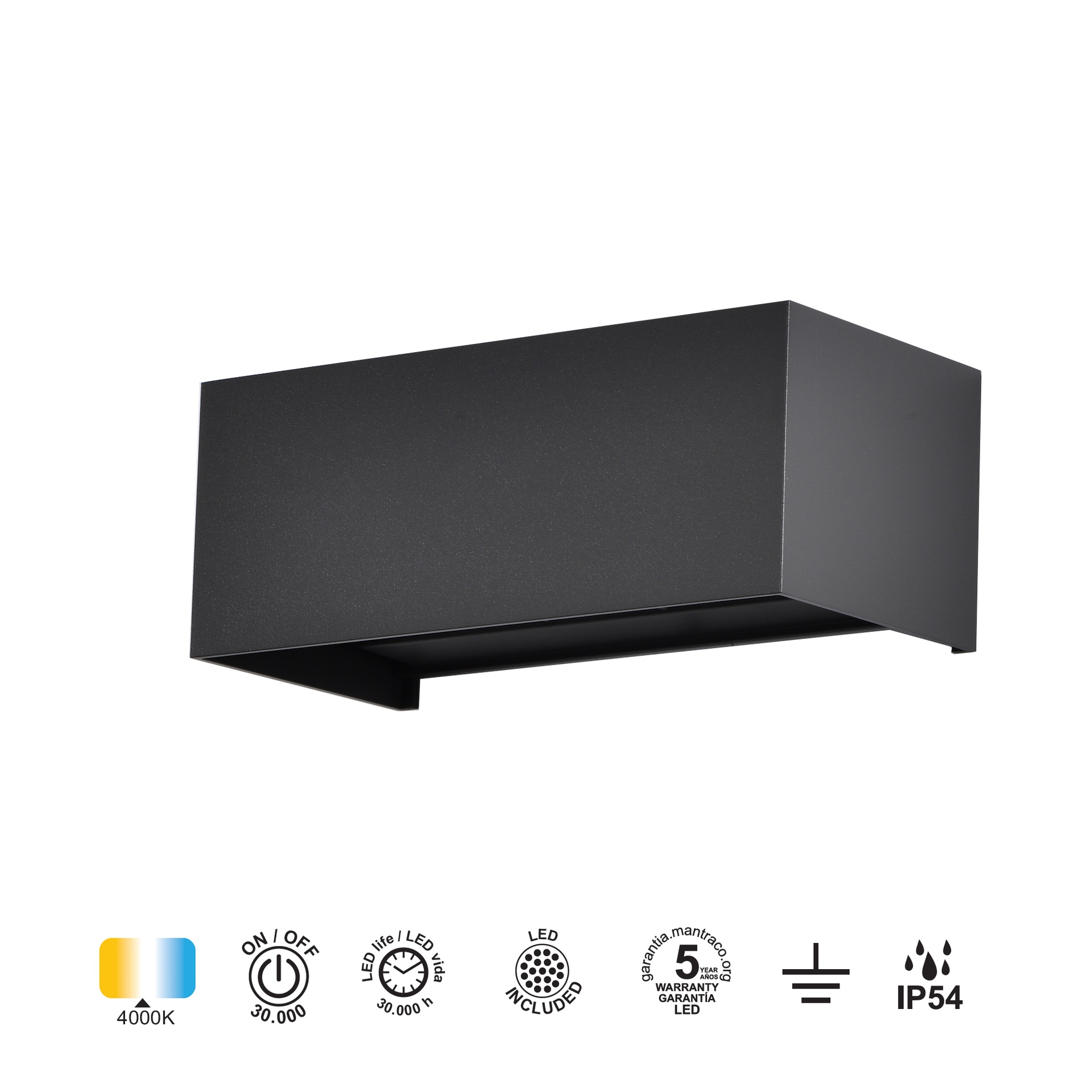 DAVOS * APPLIQUE D'EXTÉRIEUR LED* 4*6W 4000K NOIR SABLÉ