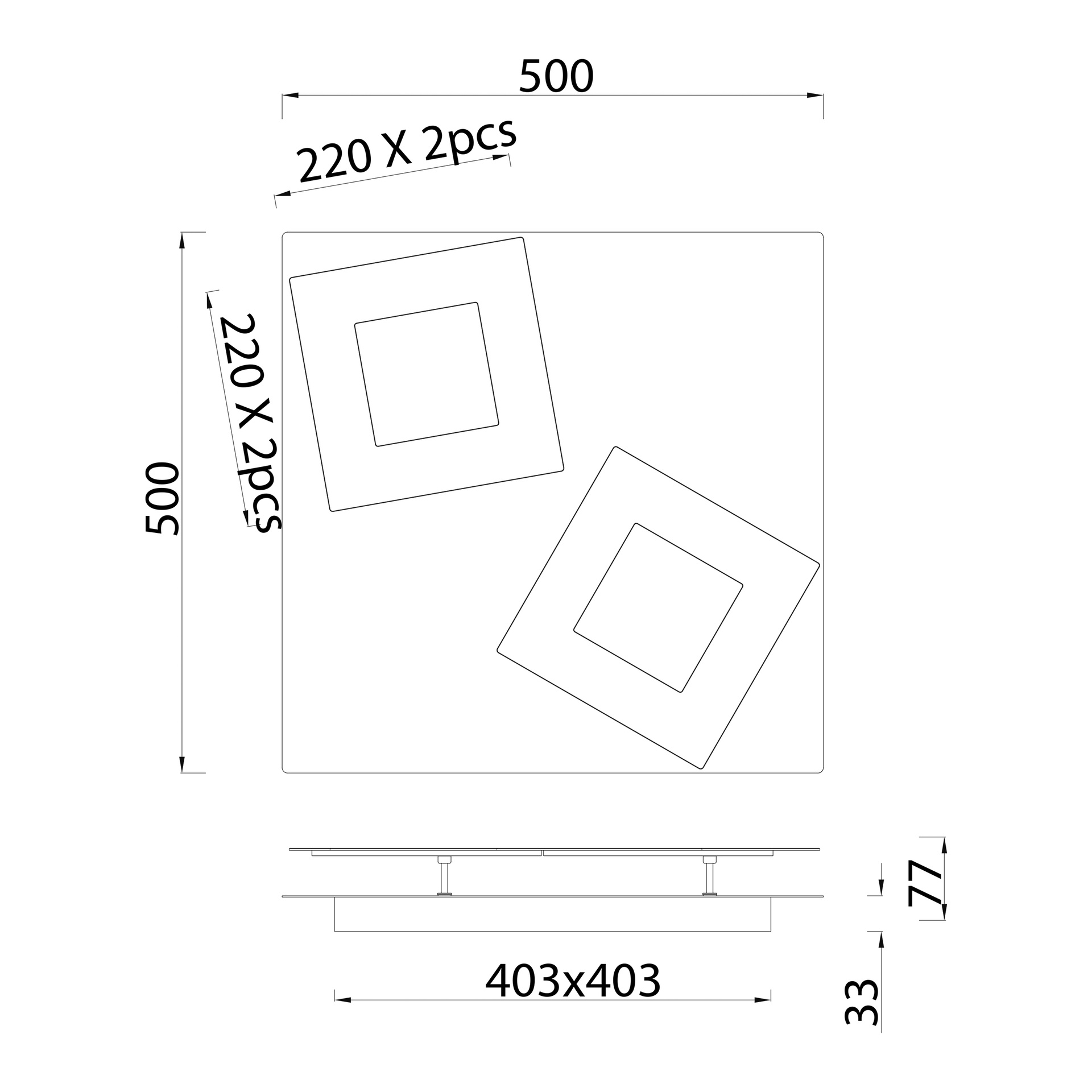 DALIA * SQUARE CEILING 24W+24W - WHITE + WHITE