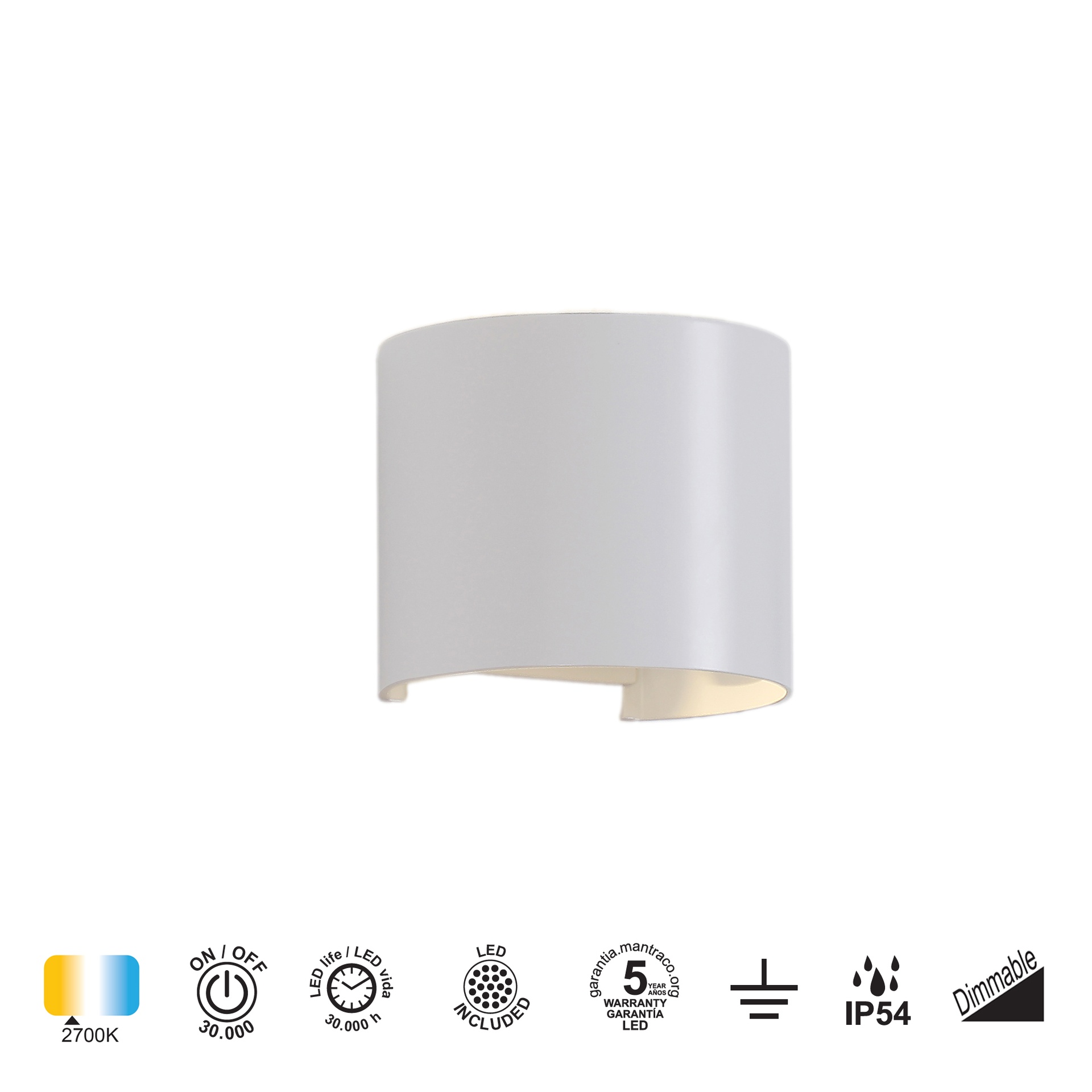 DAVOS * APPLIQUE ESTERNO LED R.* 2*6W 2700K DIMMERABILE BIANCO