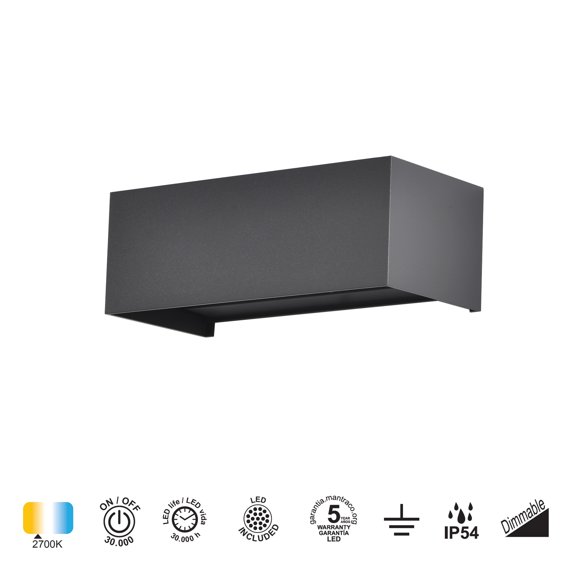 DAVOS * APLIQUE EXTERIOR LED* 4*6W 2700K DIMABLE GRIS OSCURO