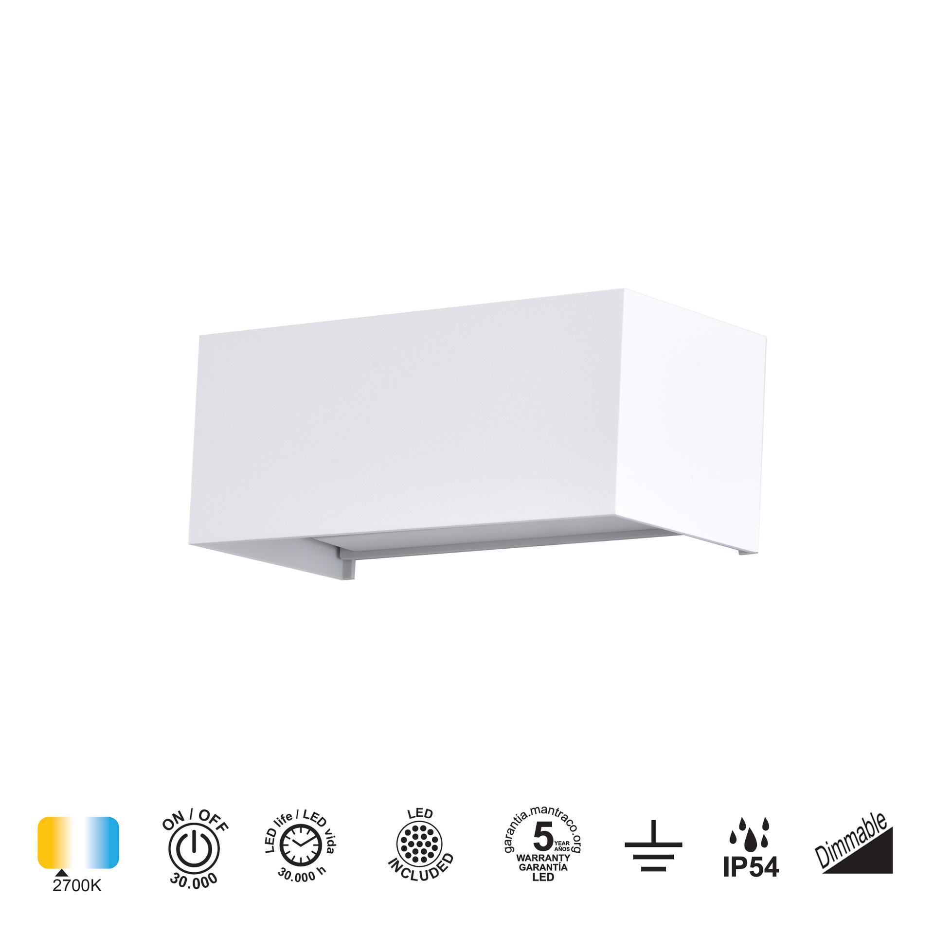 DAVOS * APPLIQUE ESTERNO LED* 4*6W 2700K DIMMERABILE BIANCO
