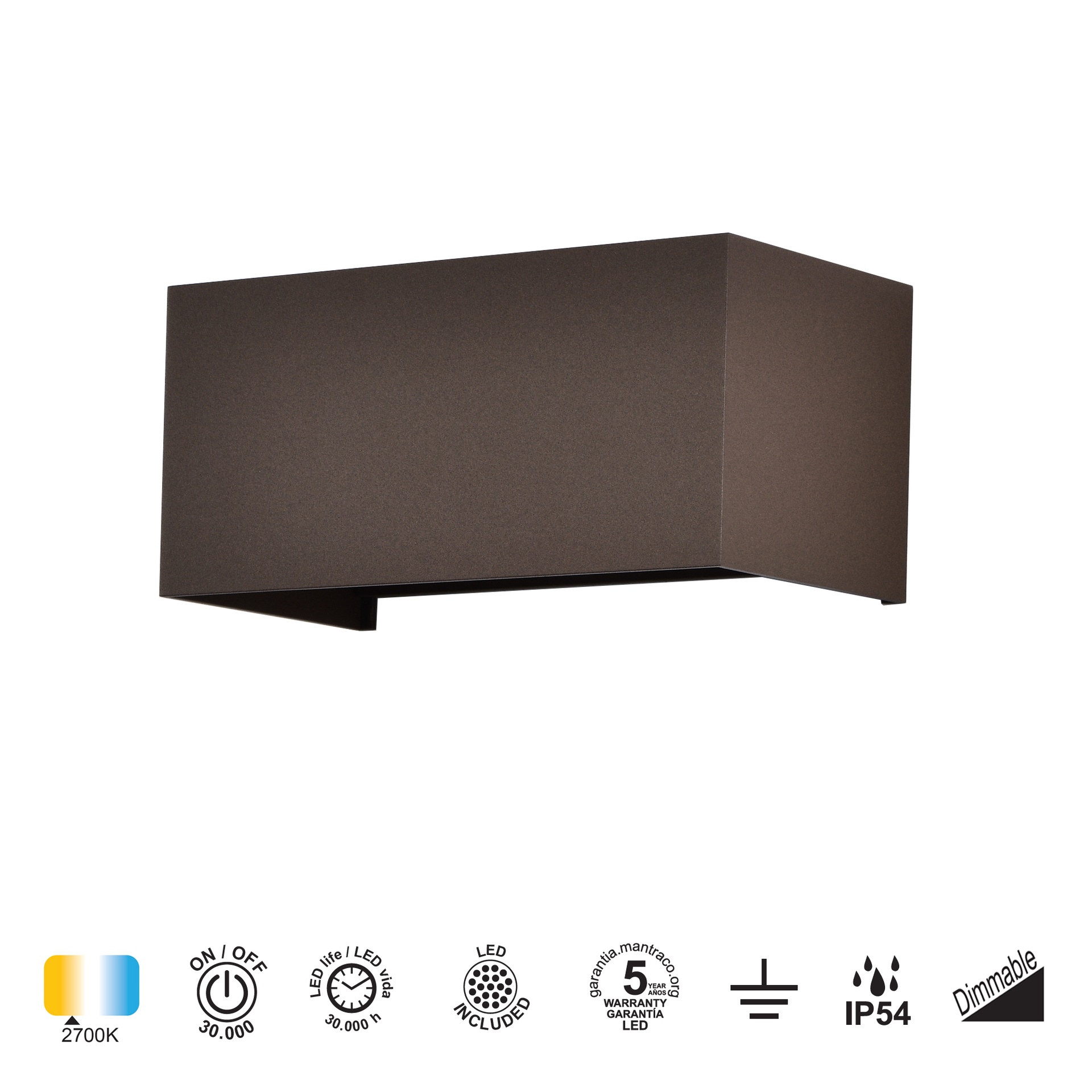 DAVOS * APLIQUE EXTERIOR LED* 4*6W 2700K DIMABLE CORTEN