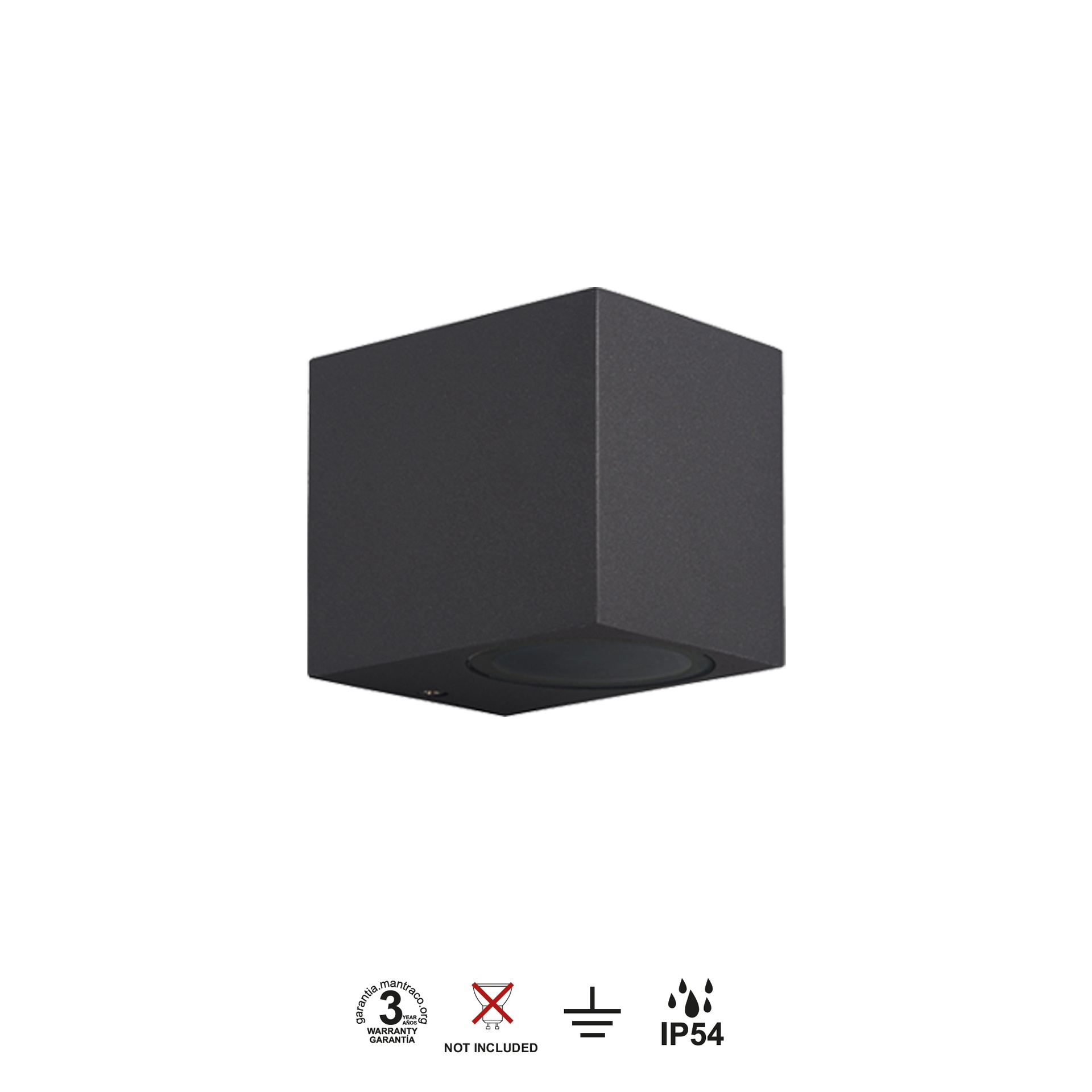 KANDANCHU * EXTERIOR WALL LAMP CUAD. 1L*GU10 DARK GREY