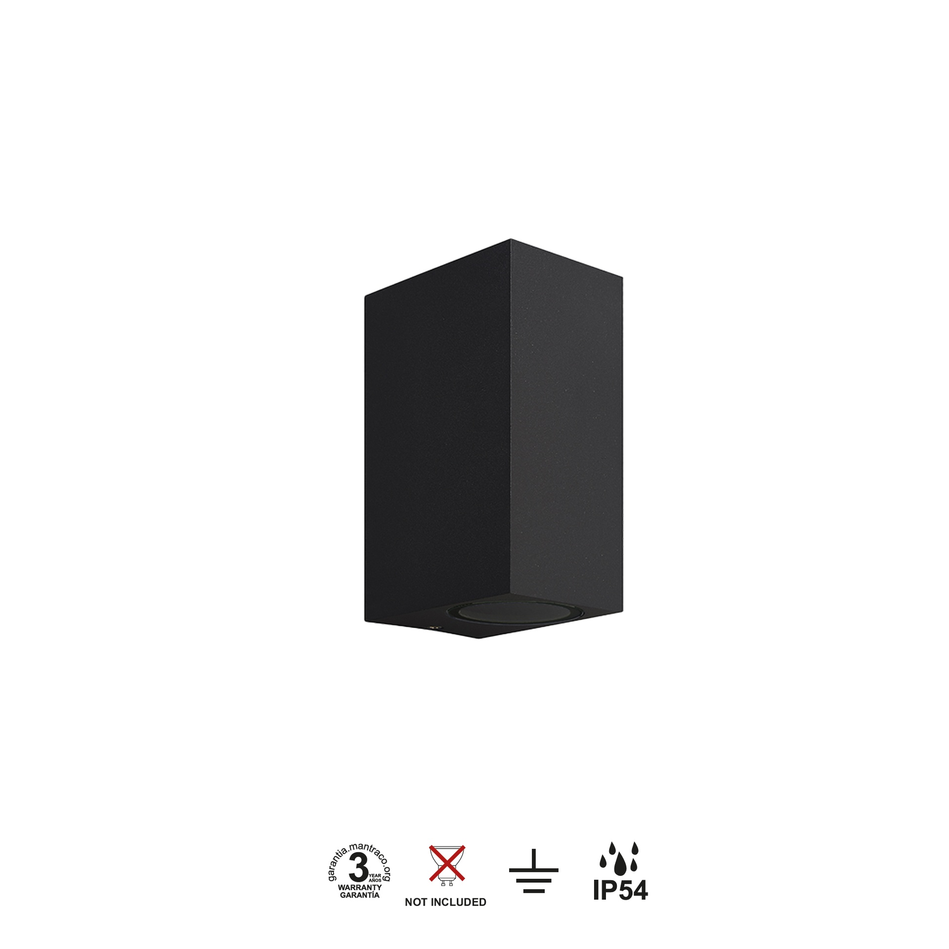 KANDANCHU * APPLIQUE ESTERNO QUAD. 2L*GU10 NERO
