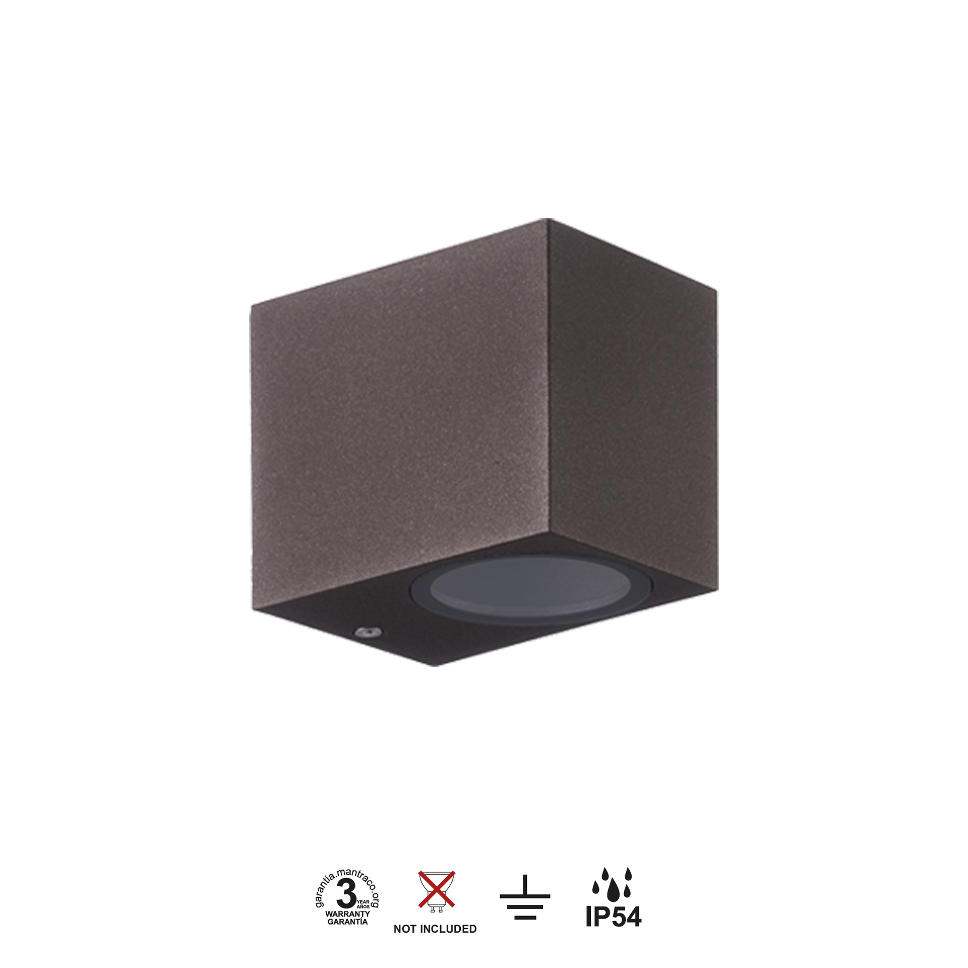 KANDANCHU * EXTERIOR WALL LAMP CUAD. 1L*GU10 CORTEN