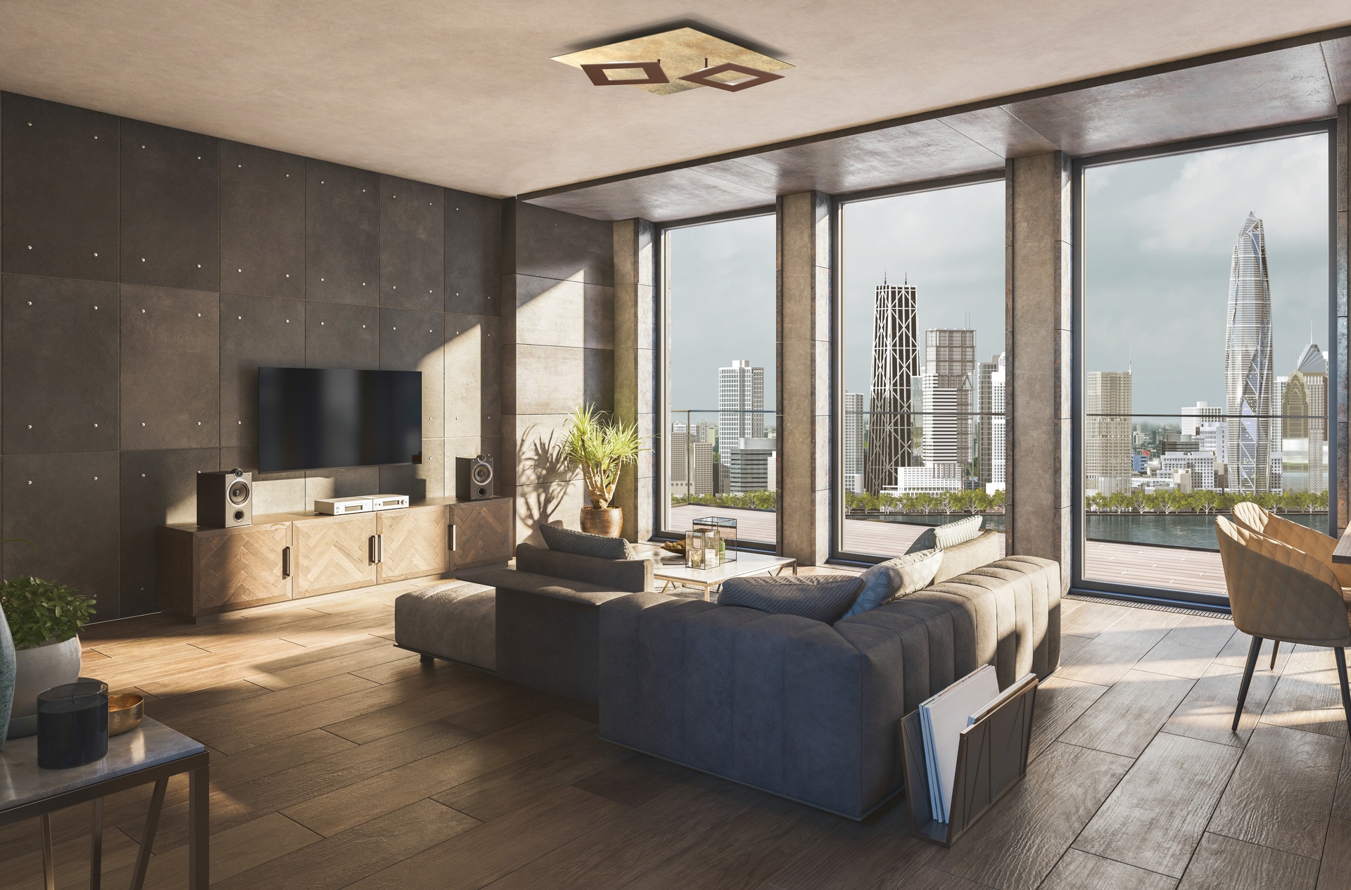DALIA * SQUARE CEILING 24W+24W - GOLD + CORTEN
