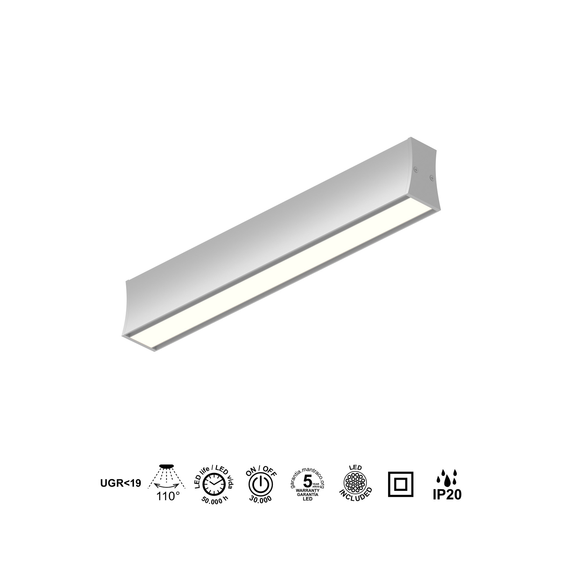 HANOK * PLAFONIERA LED 14W 3000K 110º BIANCA