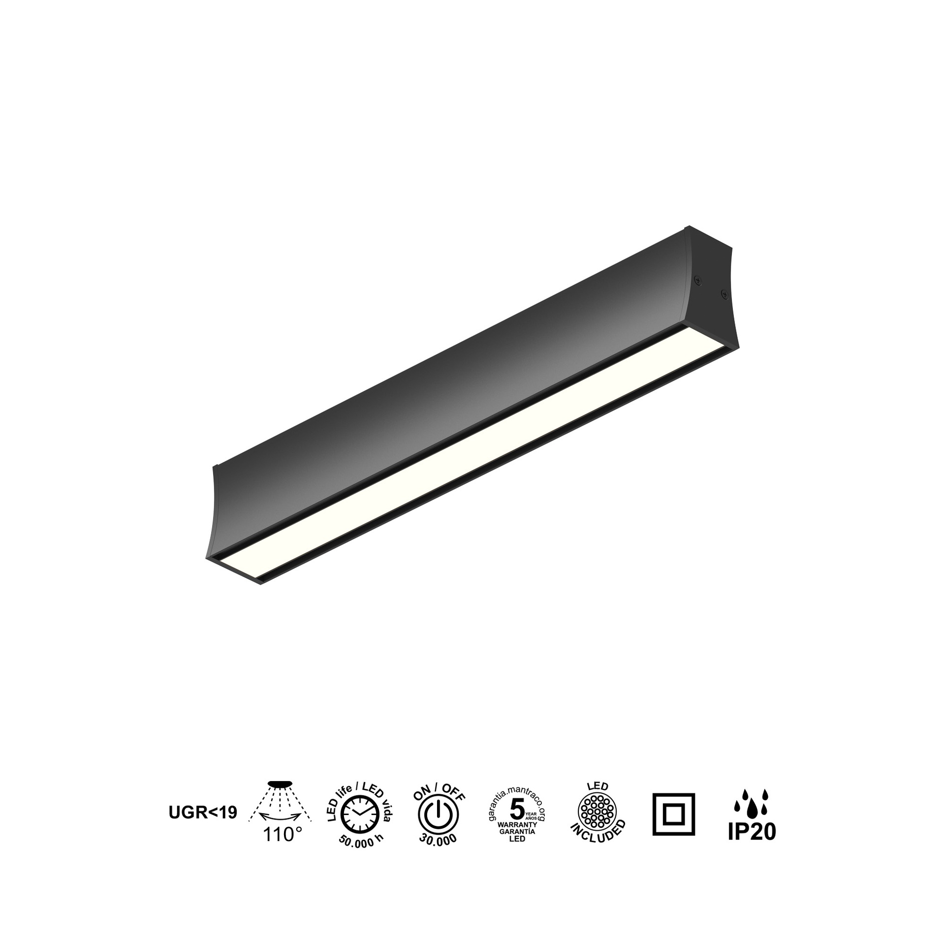 HANOK * LED CEILING 14W 3000K 110º BLACK
