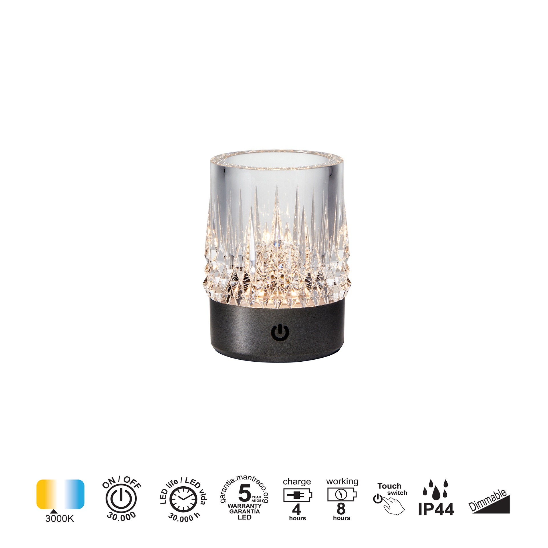 LAX * LAMPE DE TABLE 1W 3000K NICKEL NOIR
