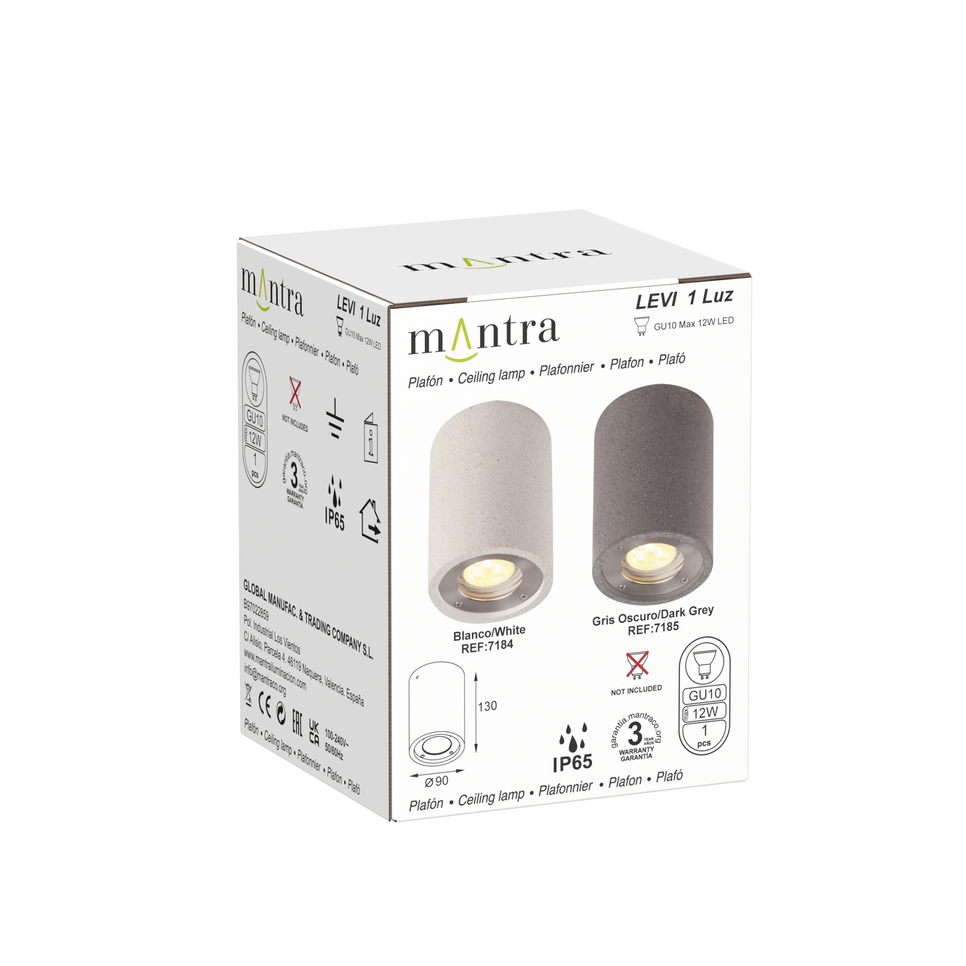 Levi · Luminarias de techo · Gris Oscuro
