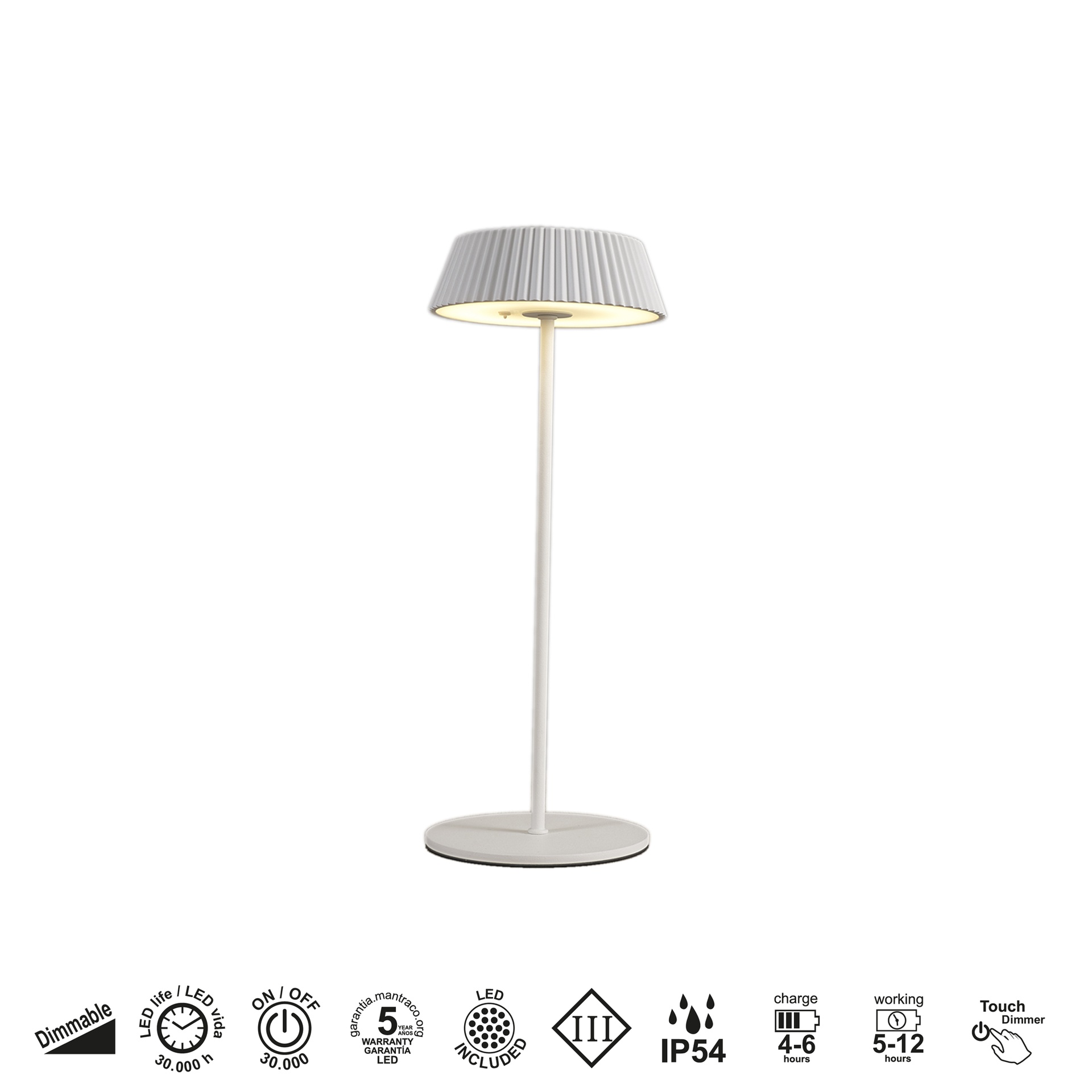 RELAX * DA TAVOLO LED BIANCO - RECARICABILE