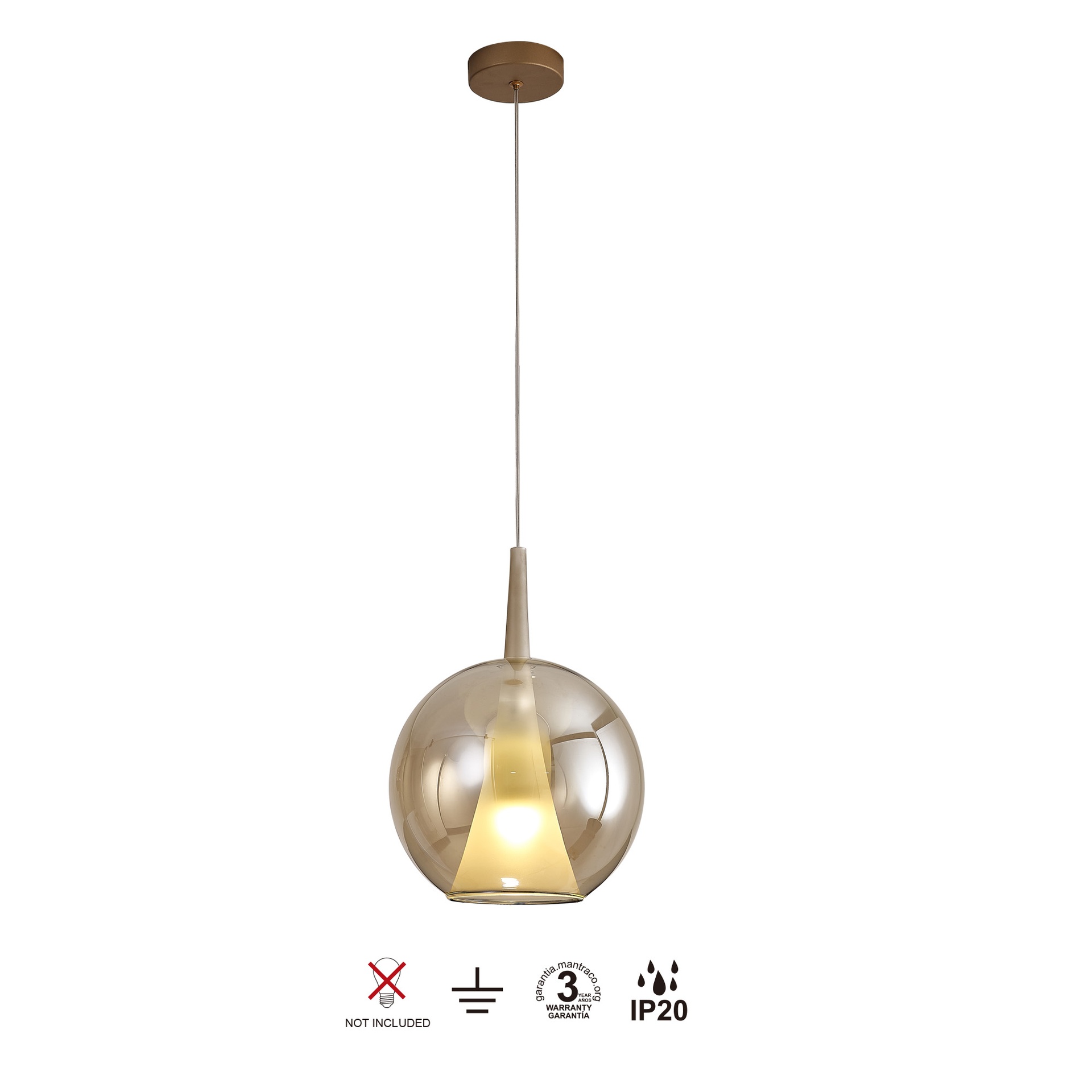 ELSA * PENDANT 1L BOLA - E27 - BRONCE