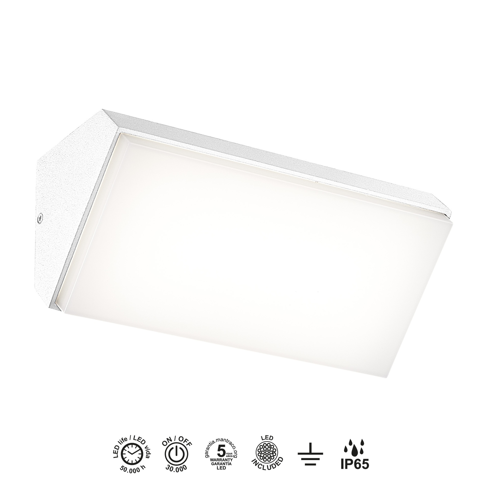 SOLDEN * APPLIQUE EXTÉRIEURE HORIZONTALE LED BLANCHE IP65 - 9W - 3000K