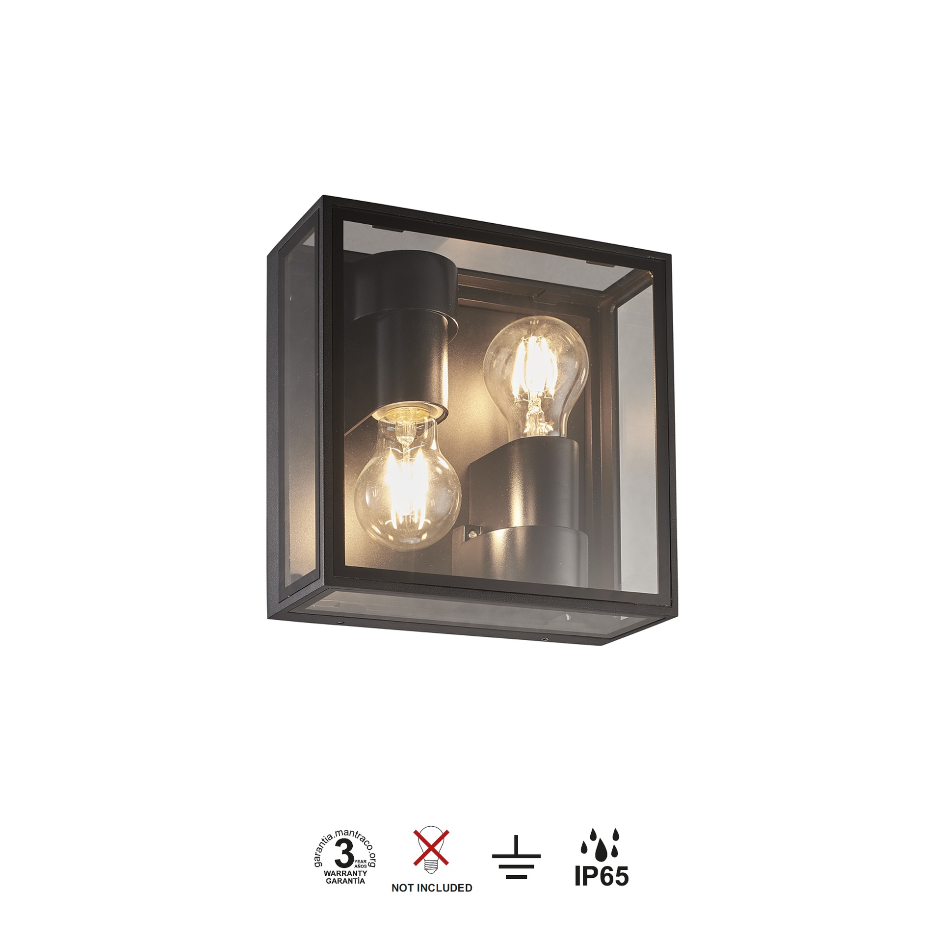 VERBIER * PLAFONIERA ESTERNO GRIGIO SCURO  IP65 - 2L*E27