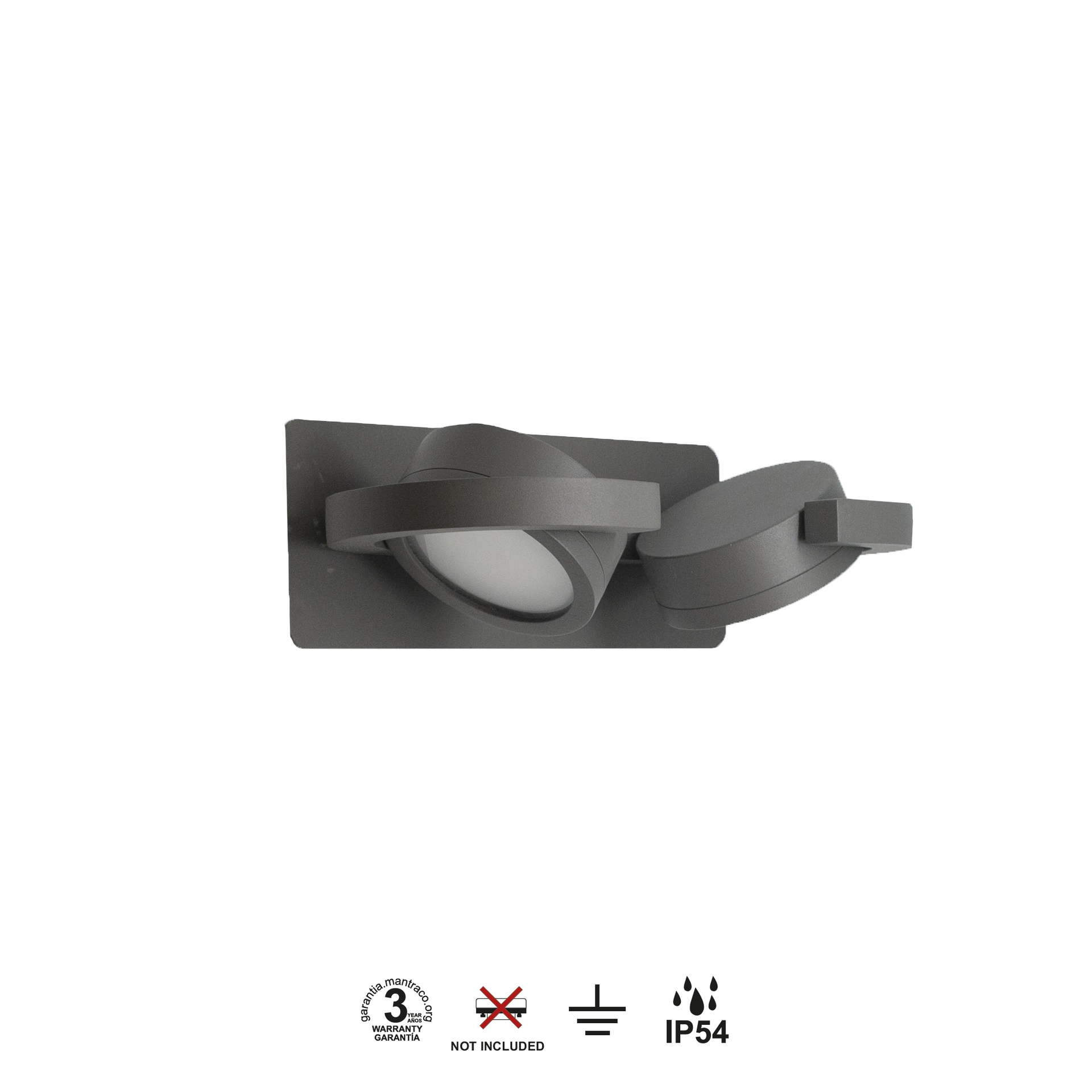 IGUAZU * WALL LAMP GX53 - 2L  DARK GREY