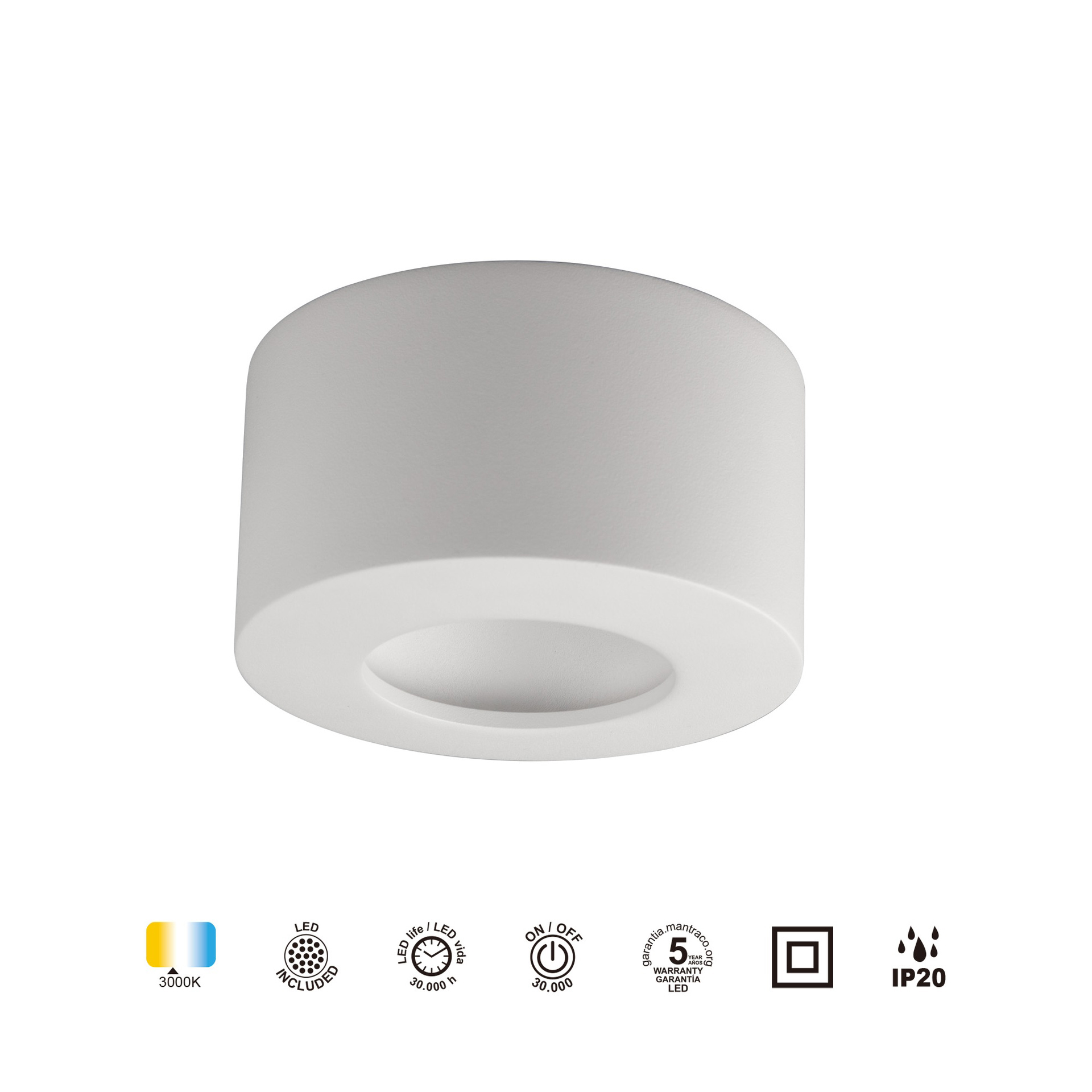 CABRERA * PLAFONIERA LED 6W 3000K BIANCO