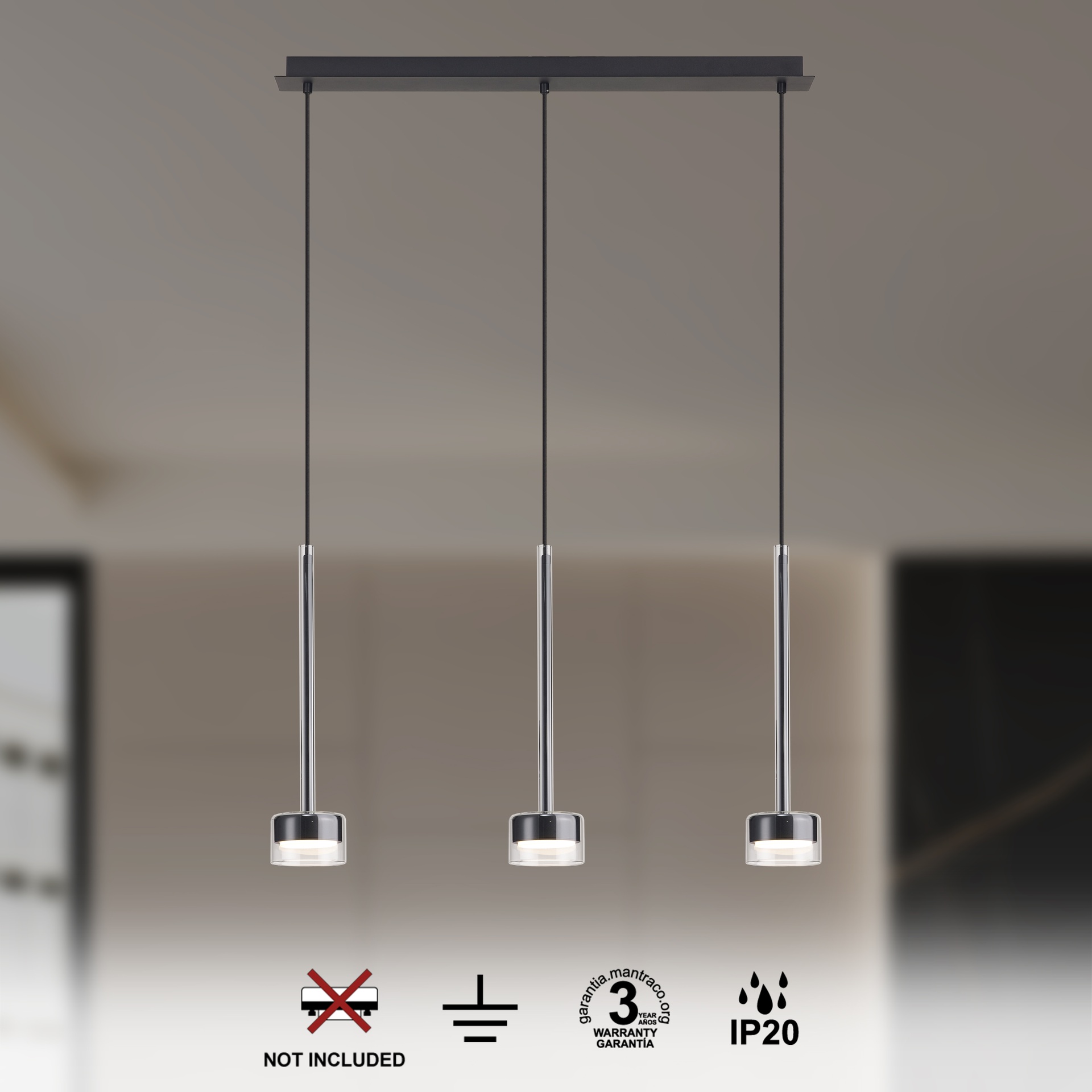 TONIC * PENDANT 3L LINE - GX53 - TRANSPARENT