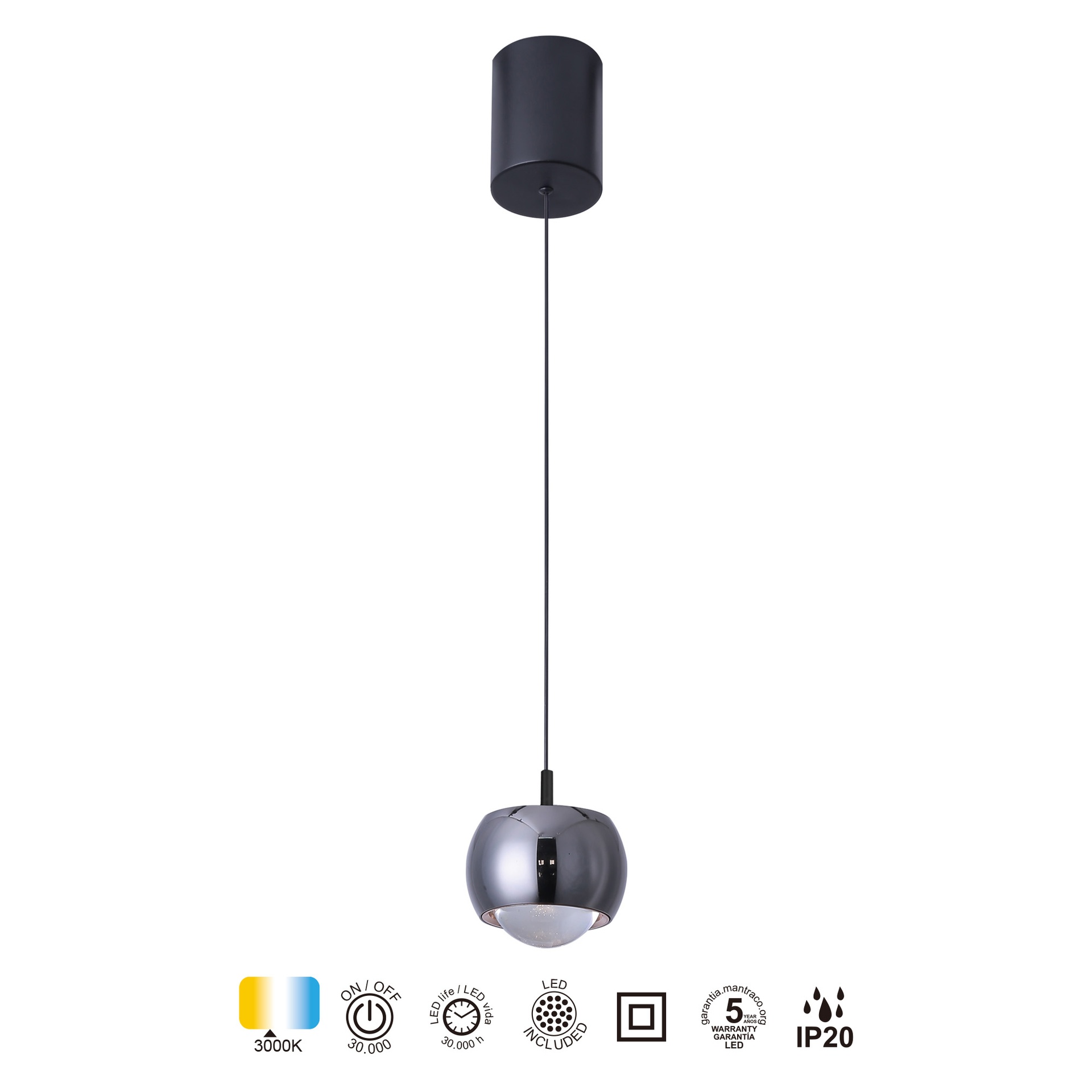ROLLER * SOSPESO LED 1L - NEROCROMADO