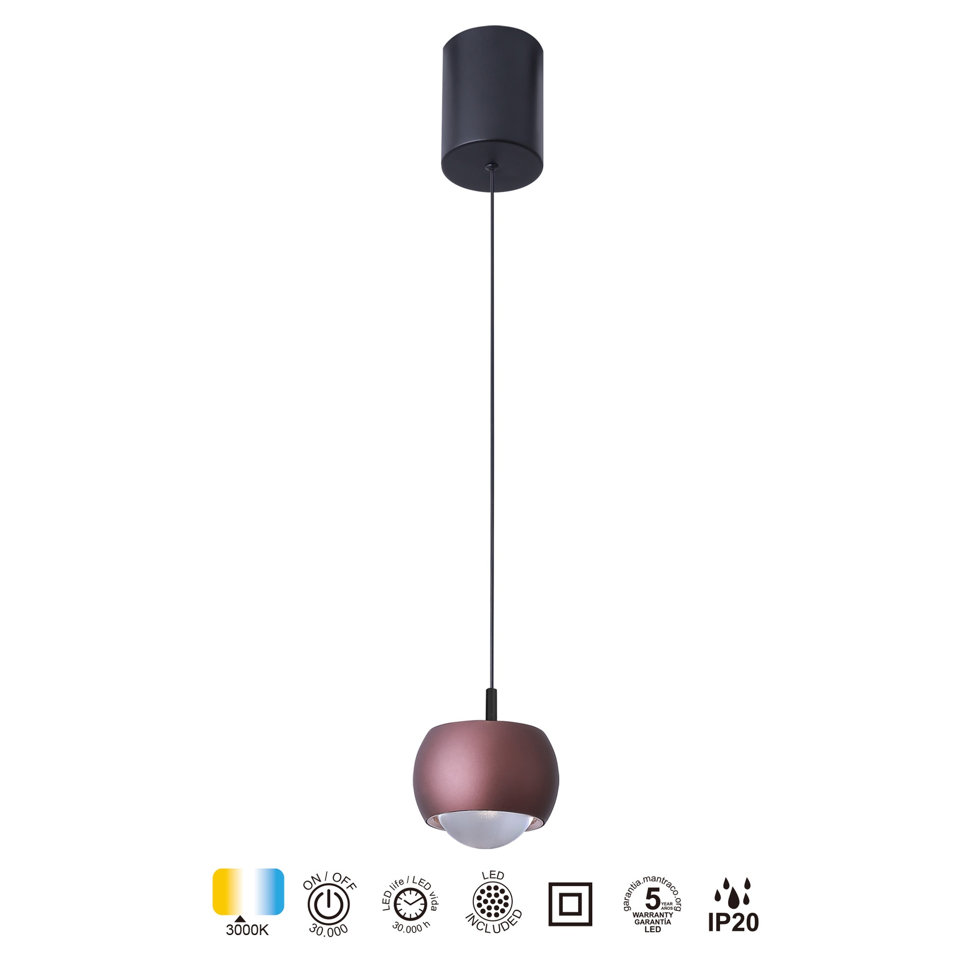ROLLER * LED PENDANT 1L - COFFEE