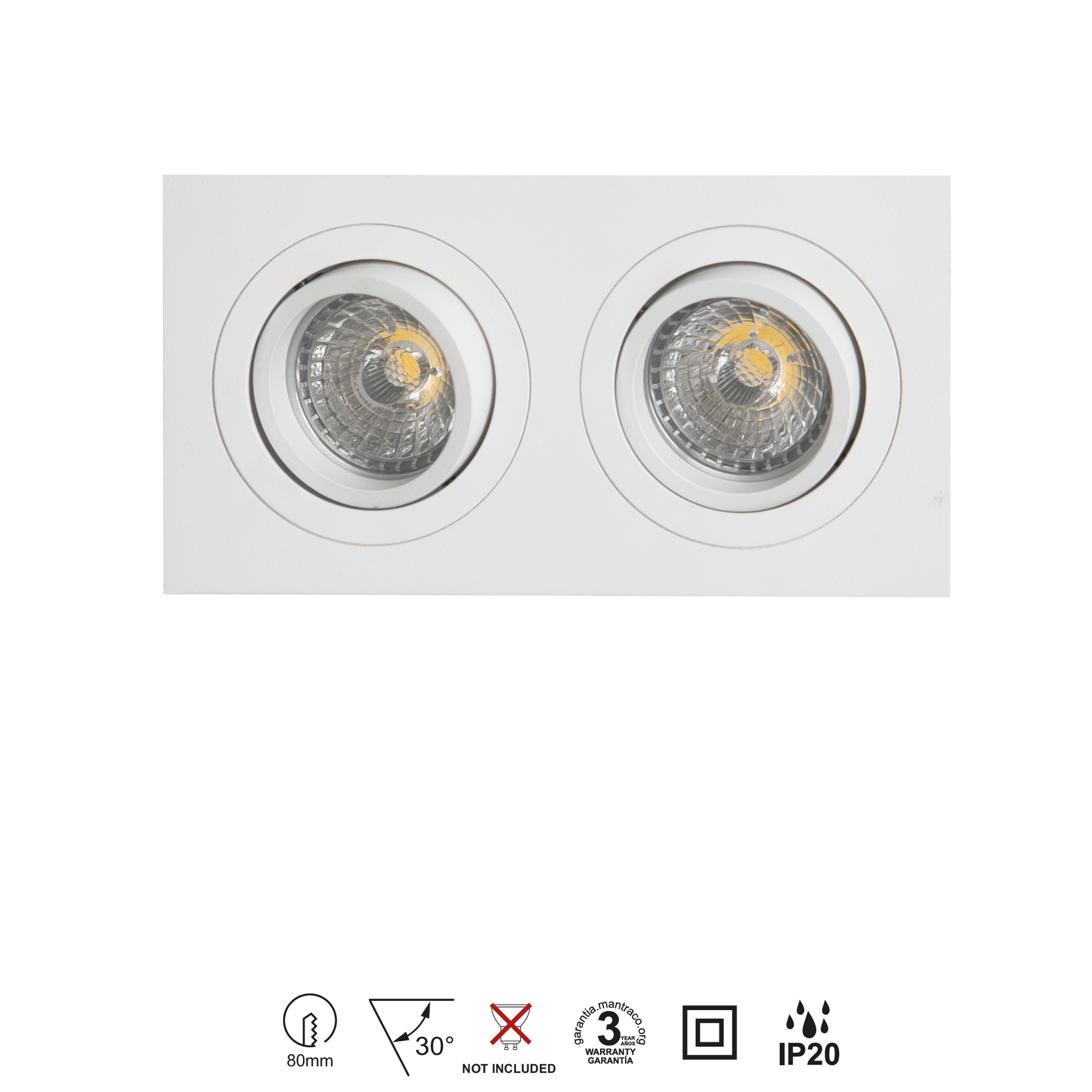 BASICO GU10 * SPOT INCASSO DOPPIO GU10 BIANCO