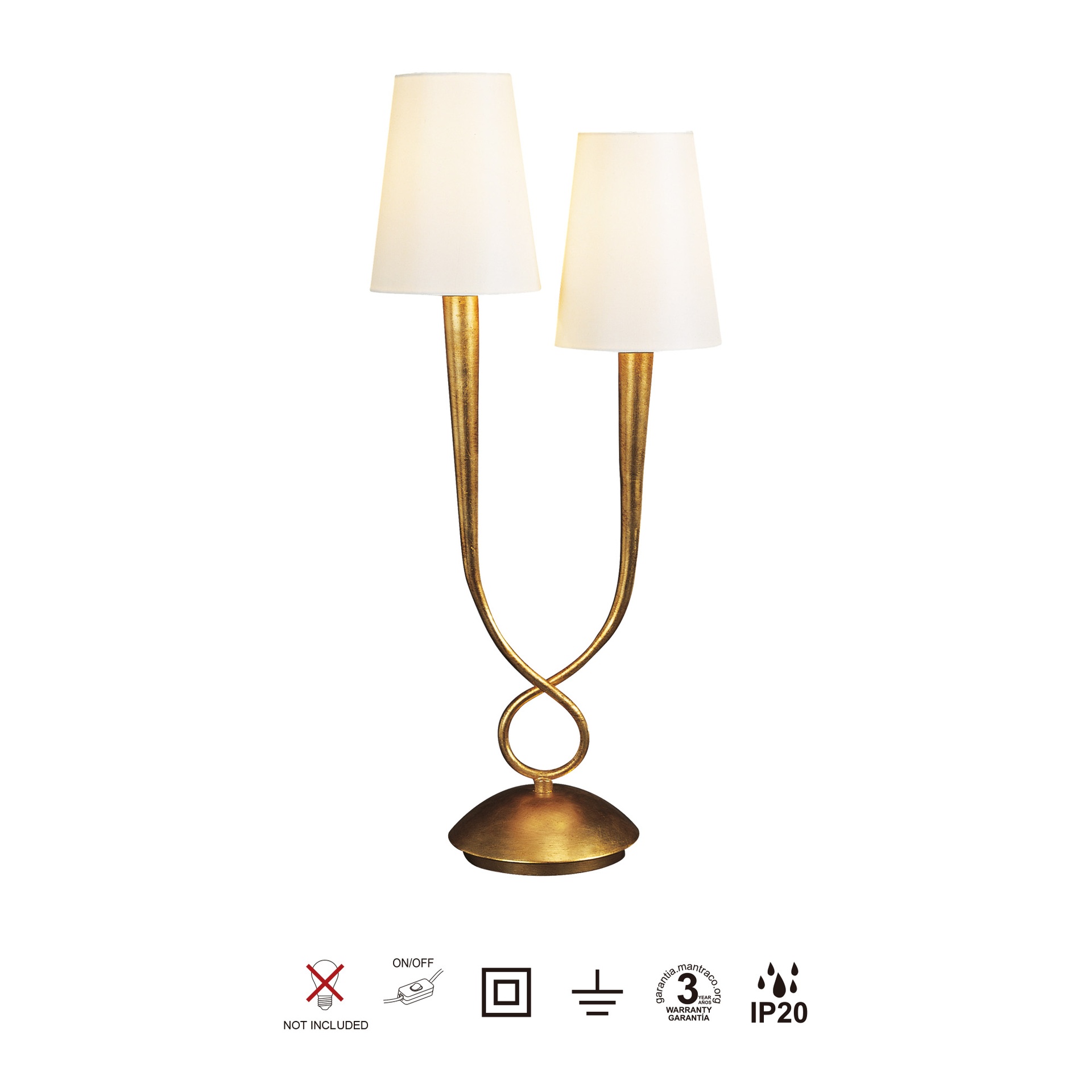 PAOLA*GOLD* TABLE LAMP 2L