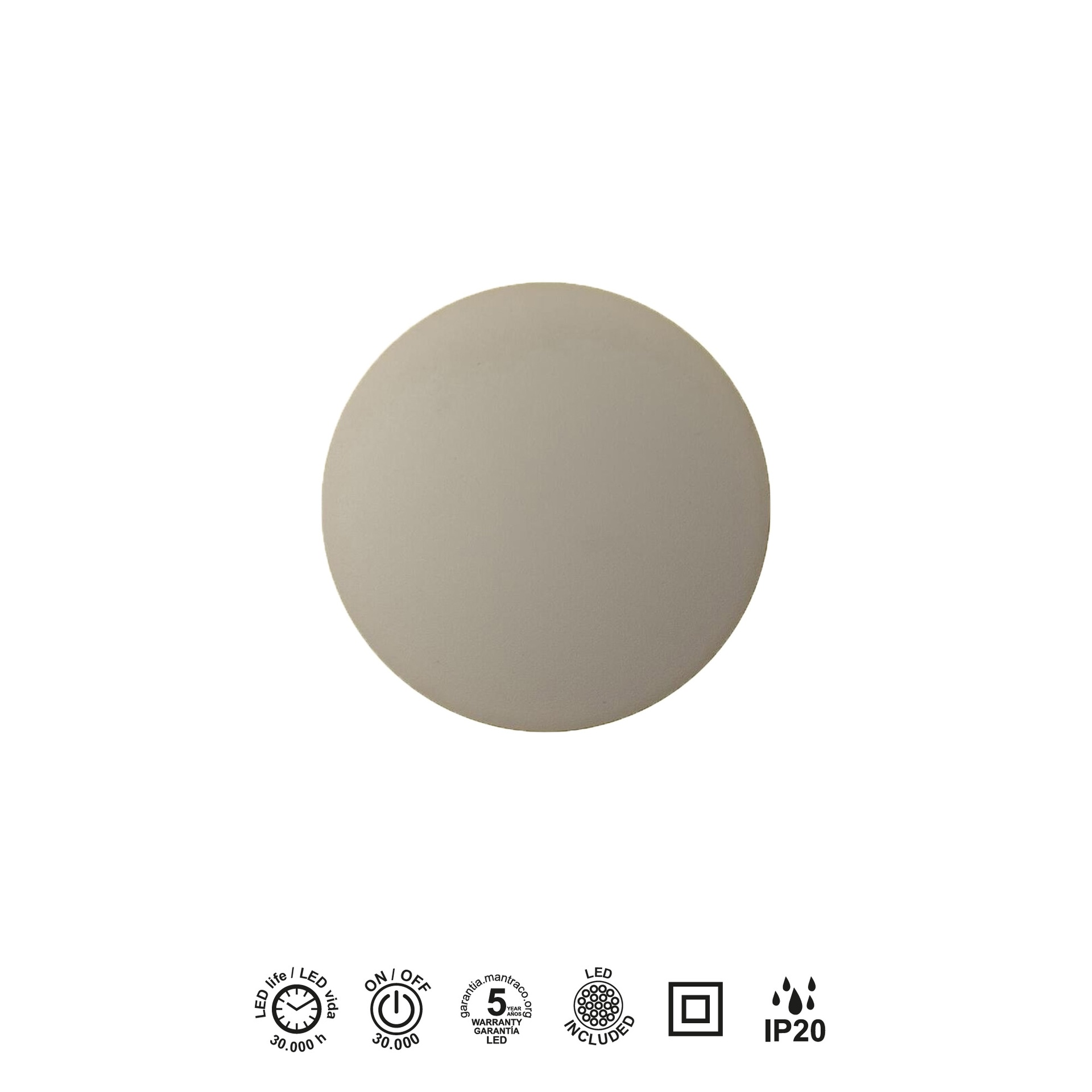 BORA BORA * LED WALL LAMP (ROUND)  WHITE - 12W 2700K