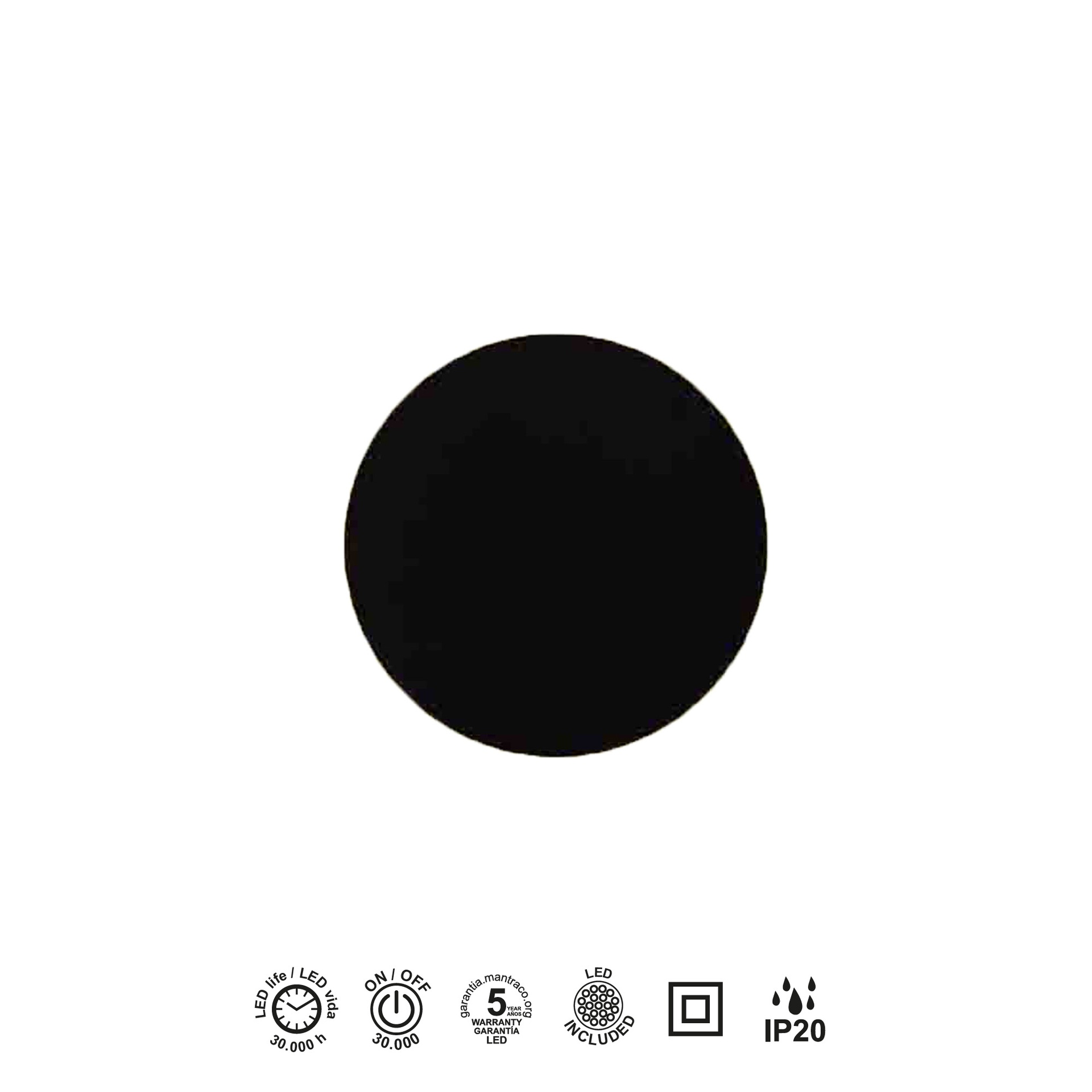 BORA BORA * LED WALL LAMP (ROUND)  BLACK - 30W  2700K