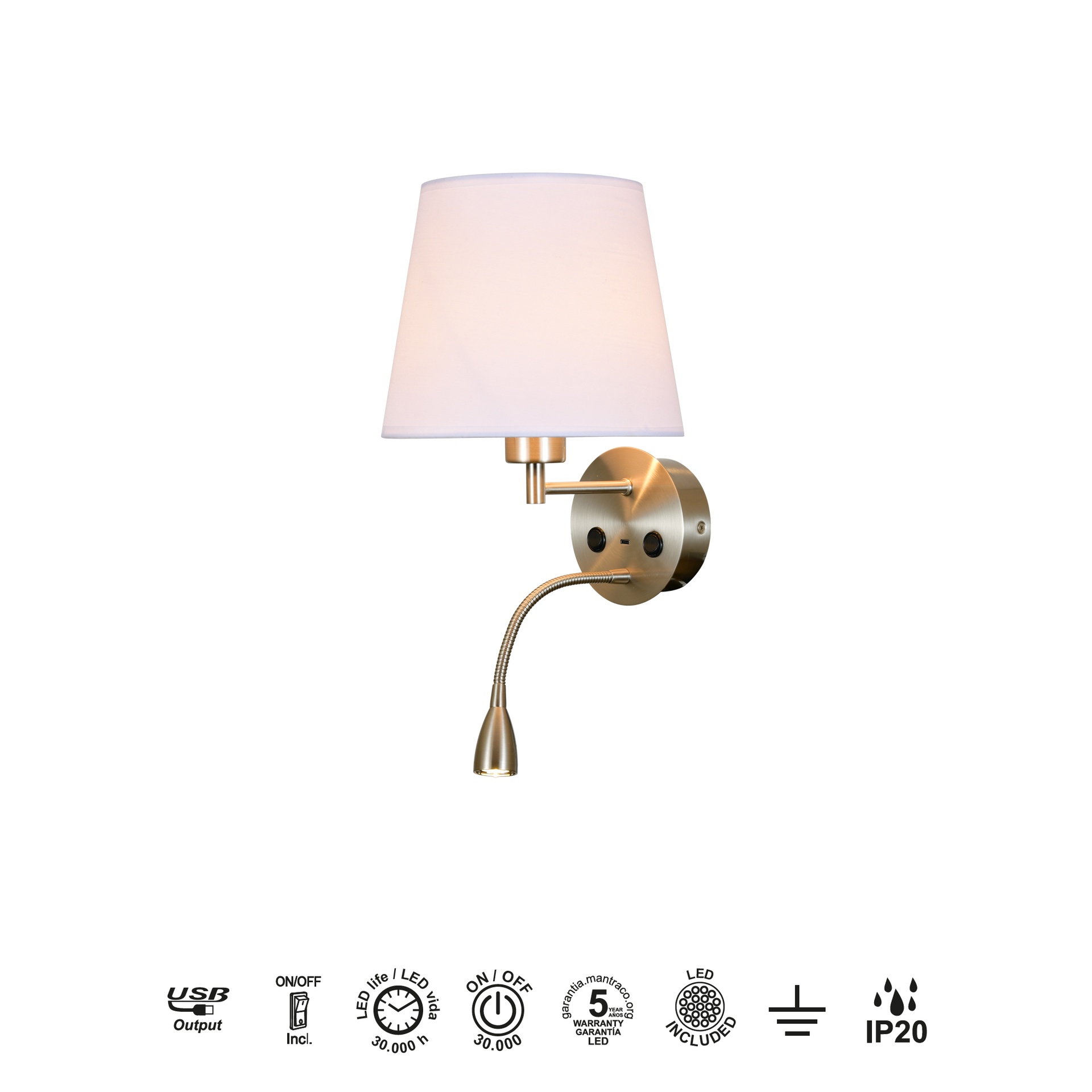 Caicos · Luminaires muraux · Nickel satiné