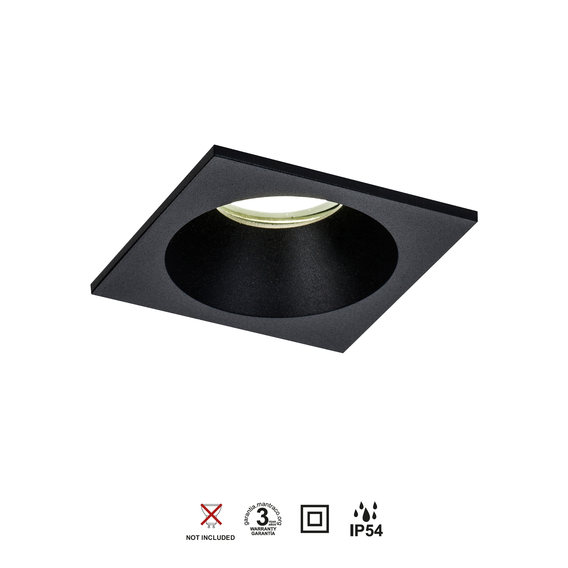 COMFORT IP * RECESSED (SQUARE)  BLACK