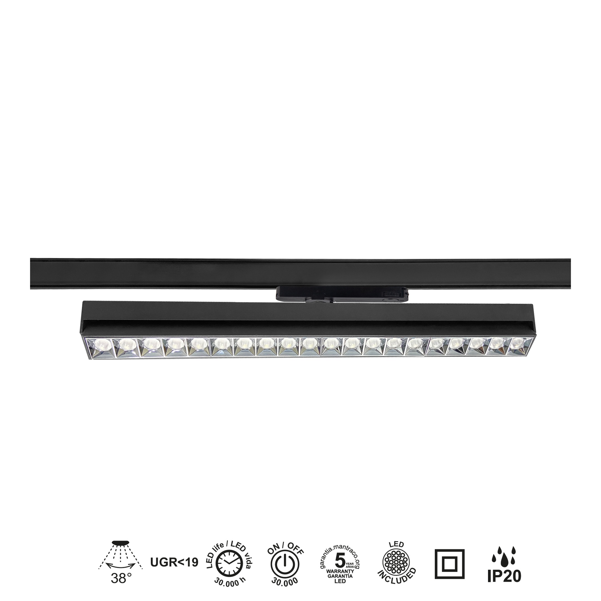 CRETA * FARETTO LINEALEE BINARIO  NERO 30W  3000K