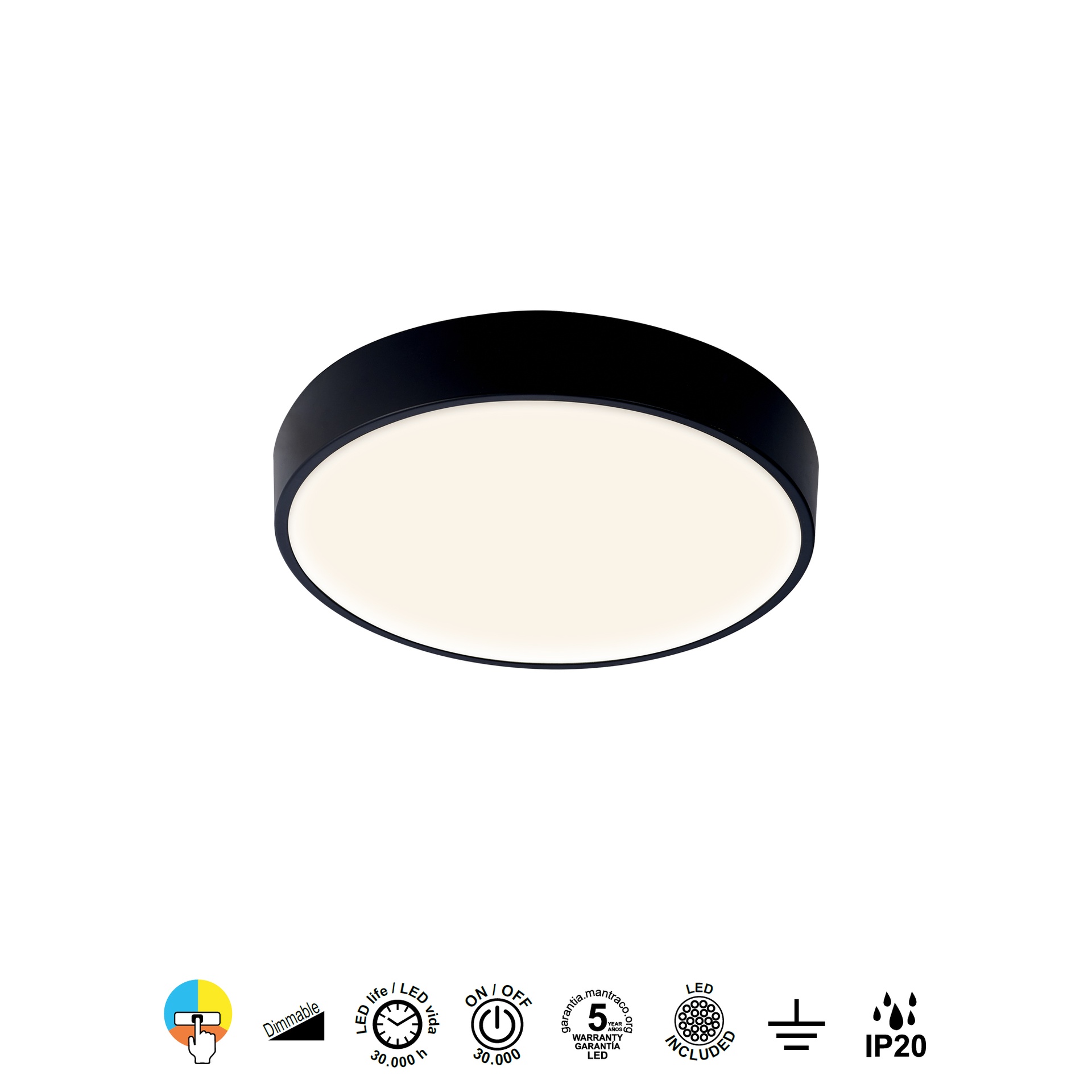 CUMBUCO II * LED CEILING 30W BLACK CCT