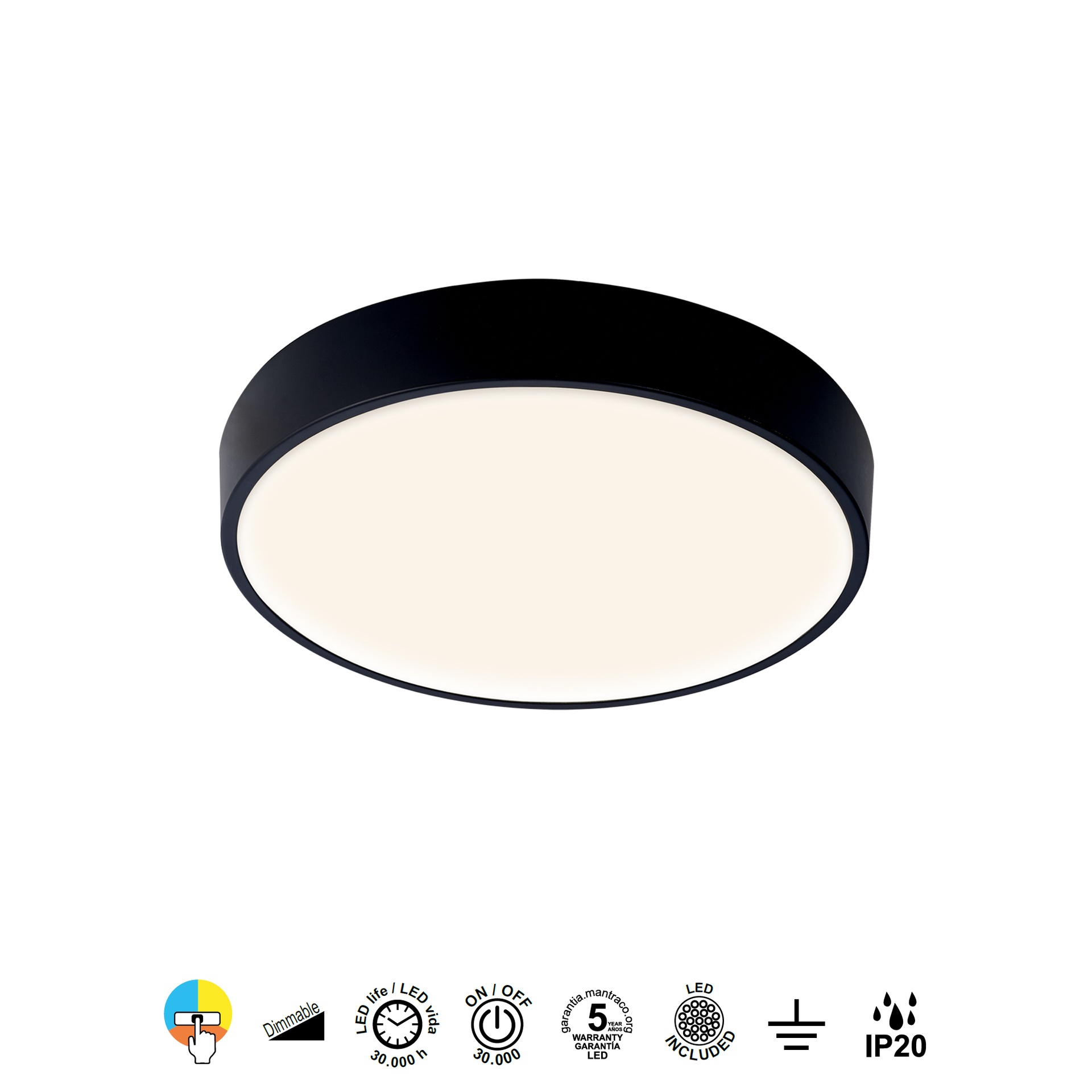 CUMBUCO II * LED CEILING 40W BLACK CCT