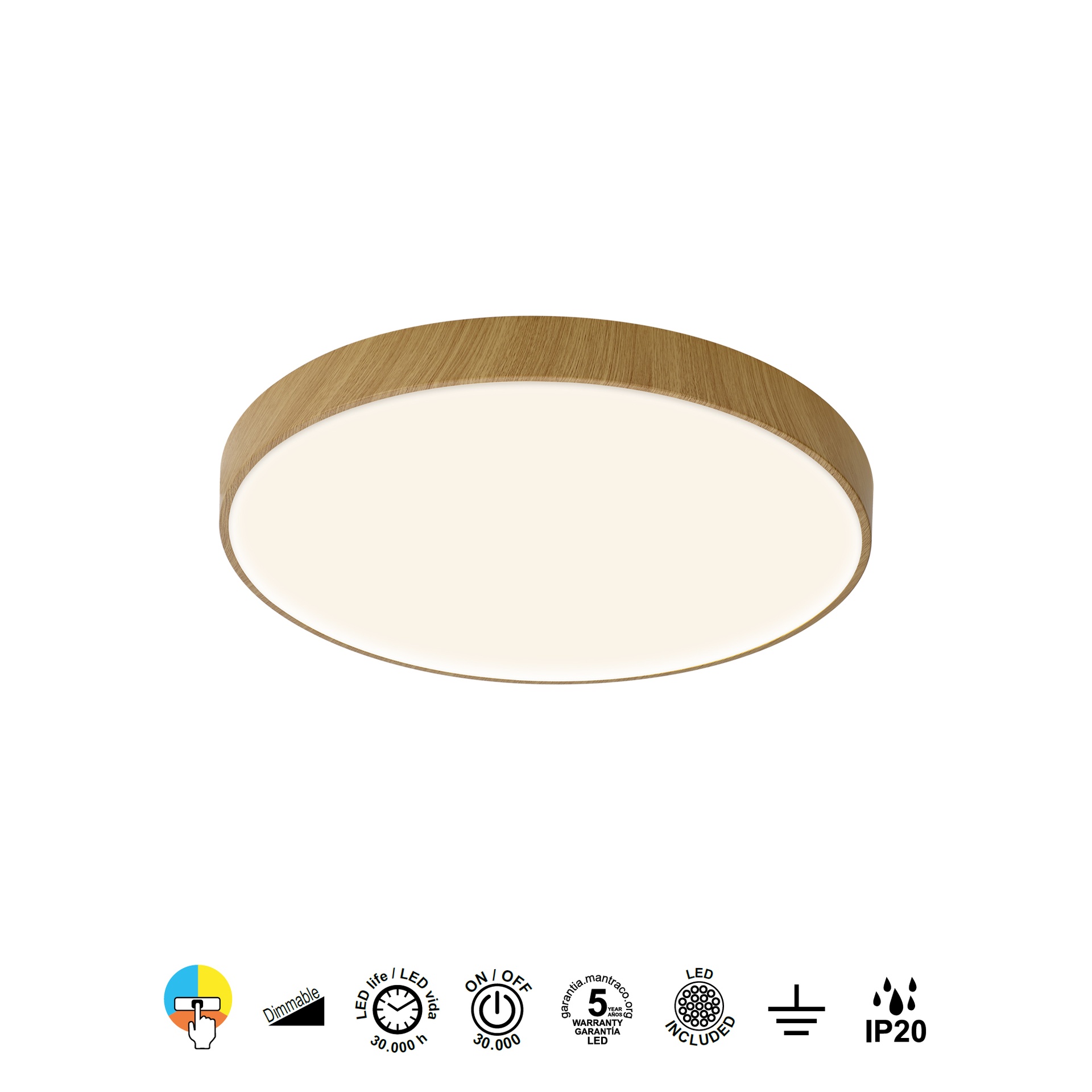 CUMBUCO II * PLAFONNIER LED EN BOIS 40W CCT