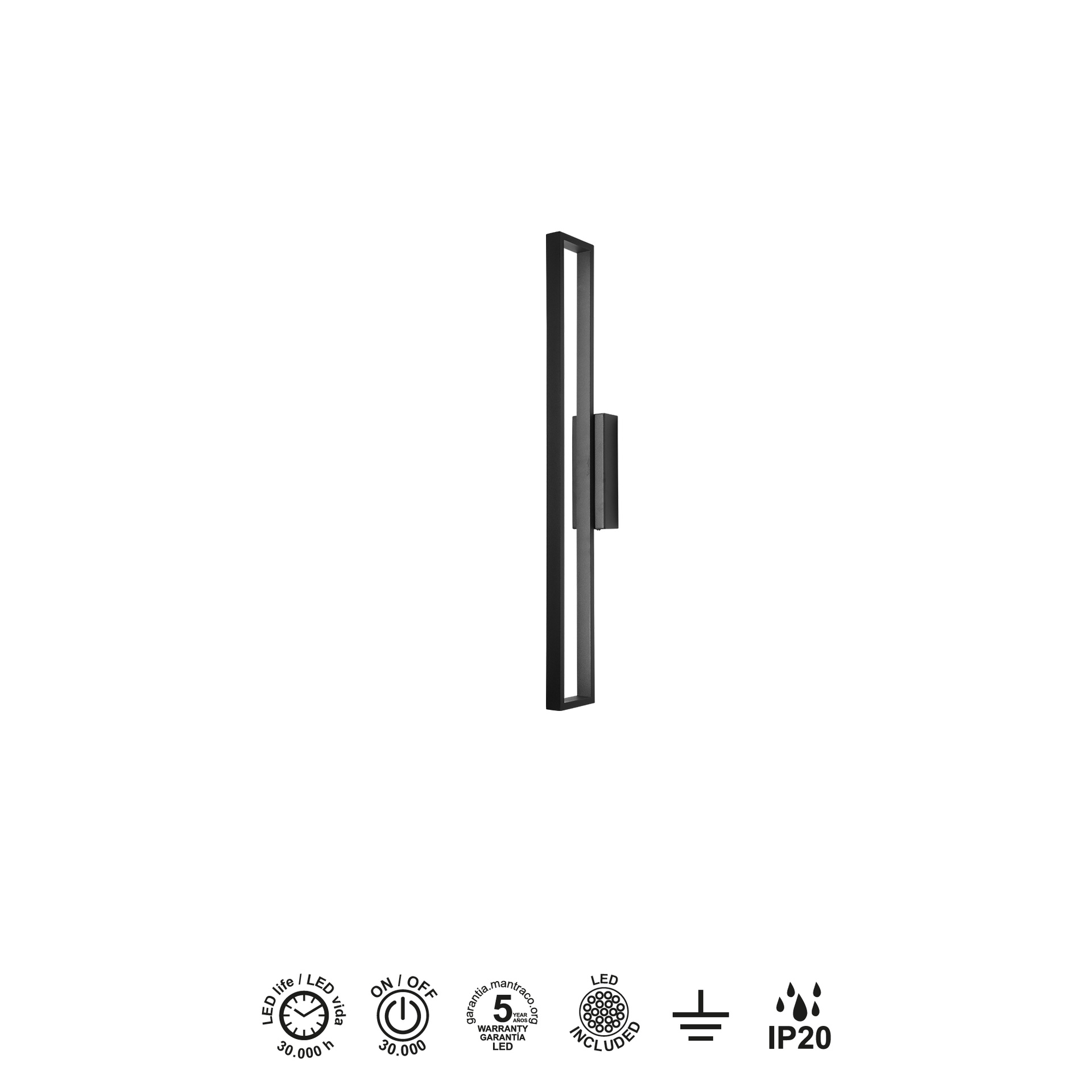 ***OFER/DES*** DURBAN * LED WALL LAMP 20W 3000K BLACK