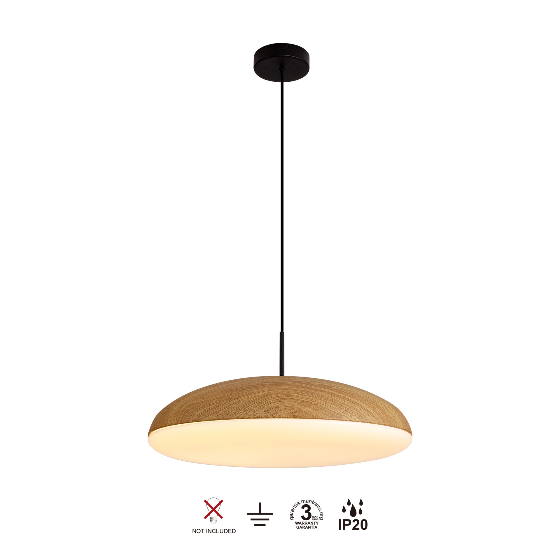 KAZZ * SOSPESO GRANDE LEGNO - E27